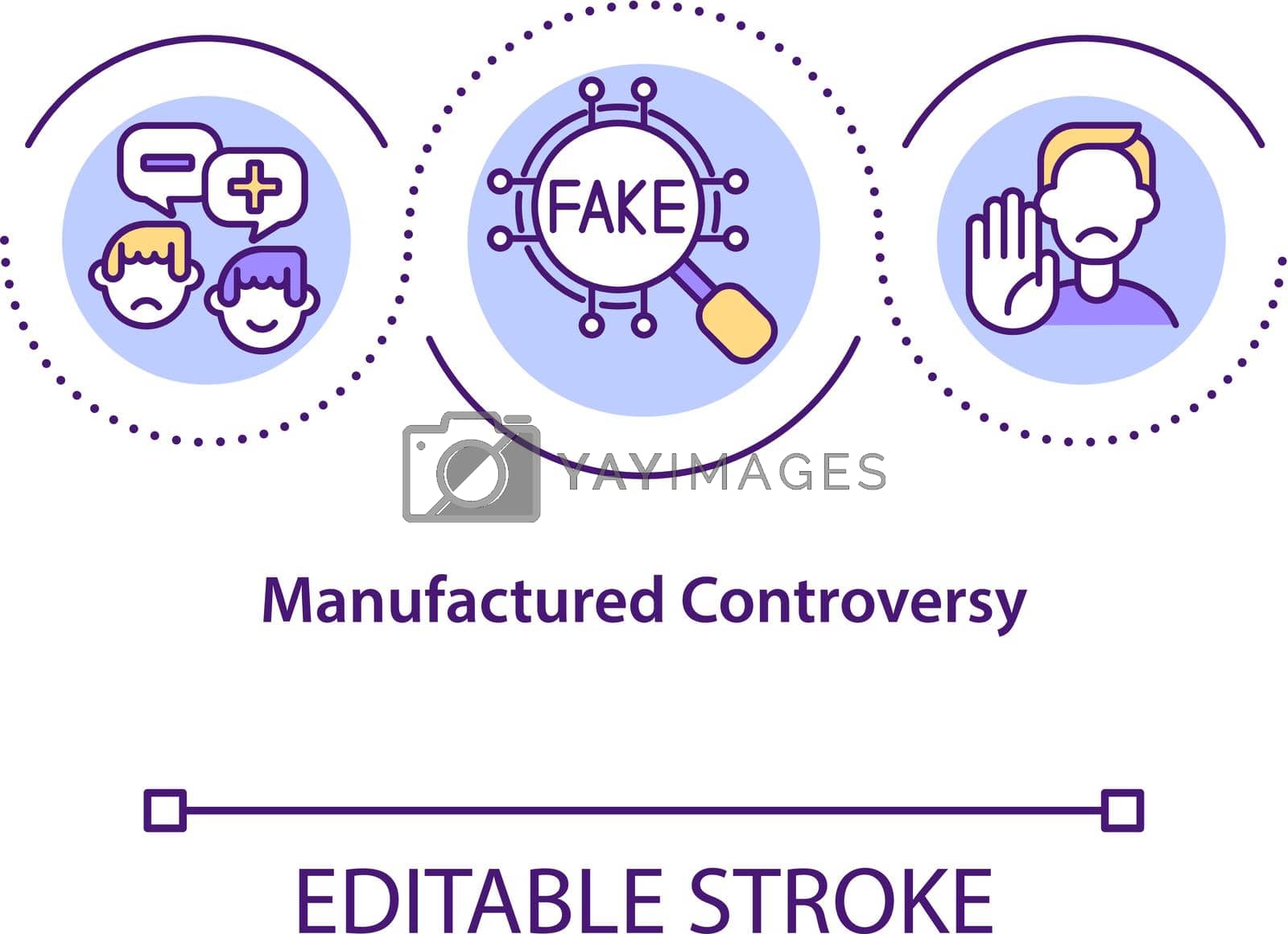 Manufactured controversy concept icon. Confusion creation. Contrived disagreement. Polarization opinion abstract idea thin line illustration. Vector isolated outline color drawing. Editable stroke