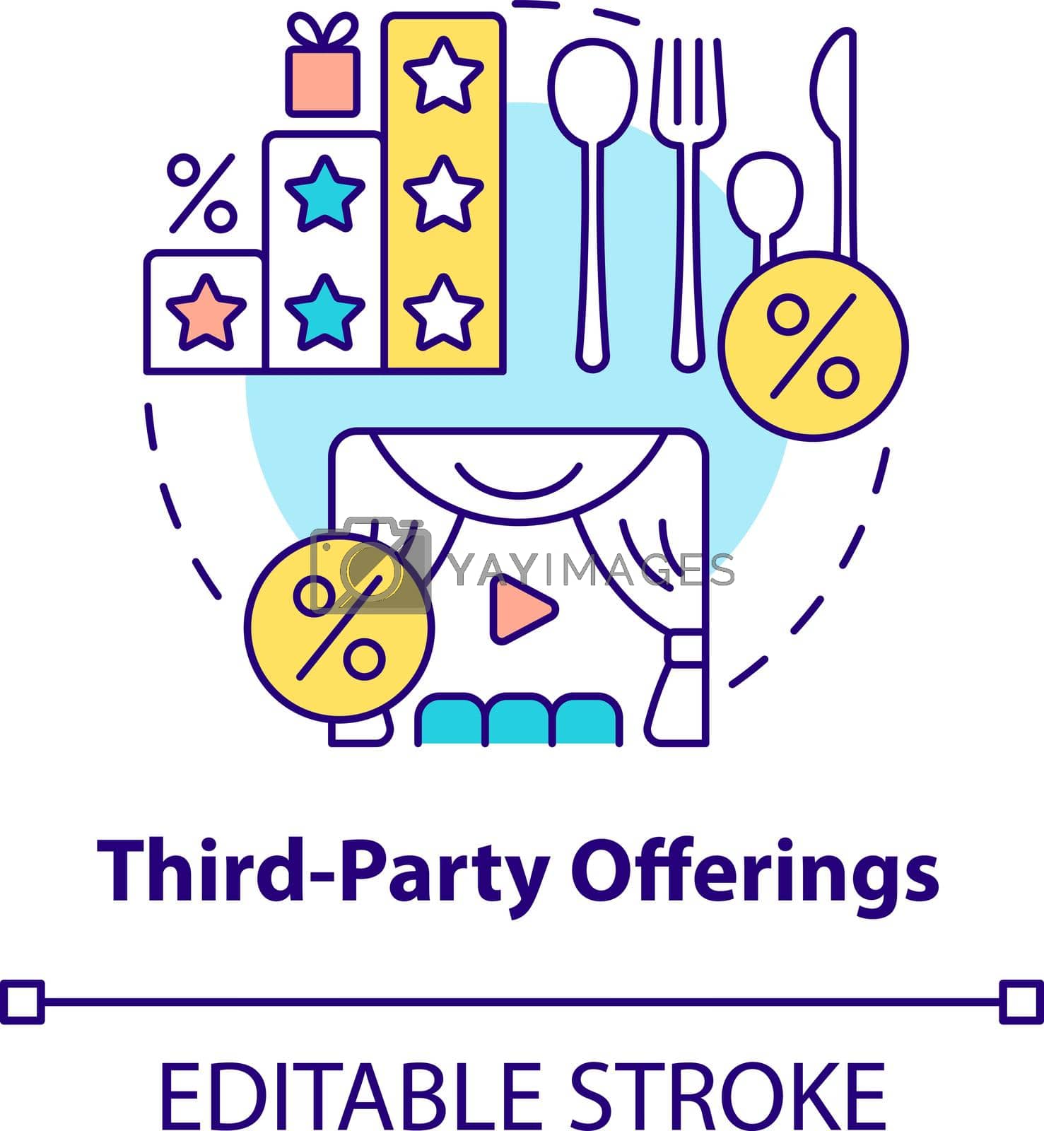 Third-party offerings concept icon. Websites and subscription usage abstract idea thin line illustration. Clients loyalty trend. Vector isolated outline color drawing. Editable stroke