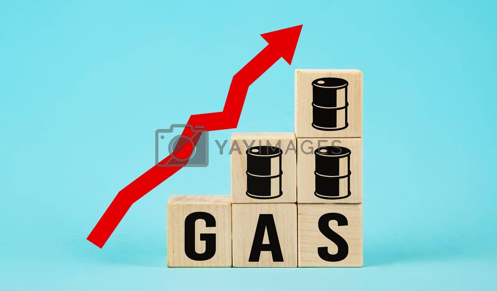 Royalty free image of The Oil Crisis Graph UP. Increasing oil stock price. Rising oil prices. Graph of rising oil prices, barrels, graphs of high energy prices rising. Brent oil market economy The concept of a fuel crisis by ViShark