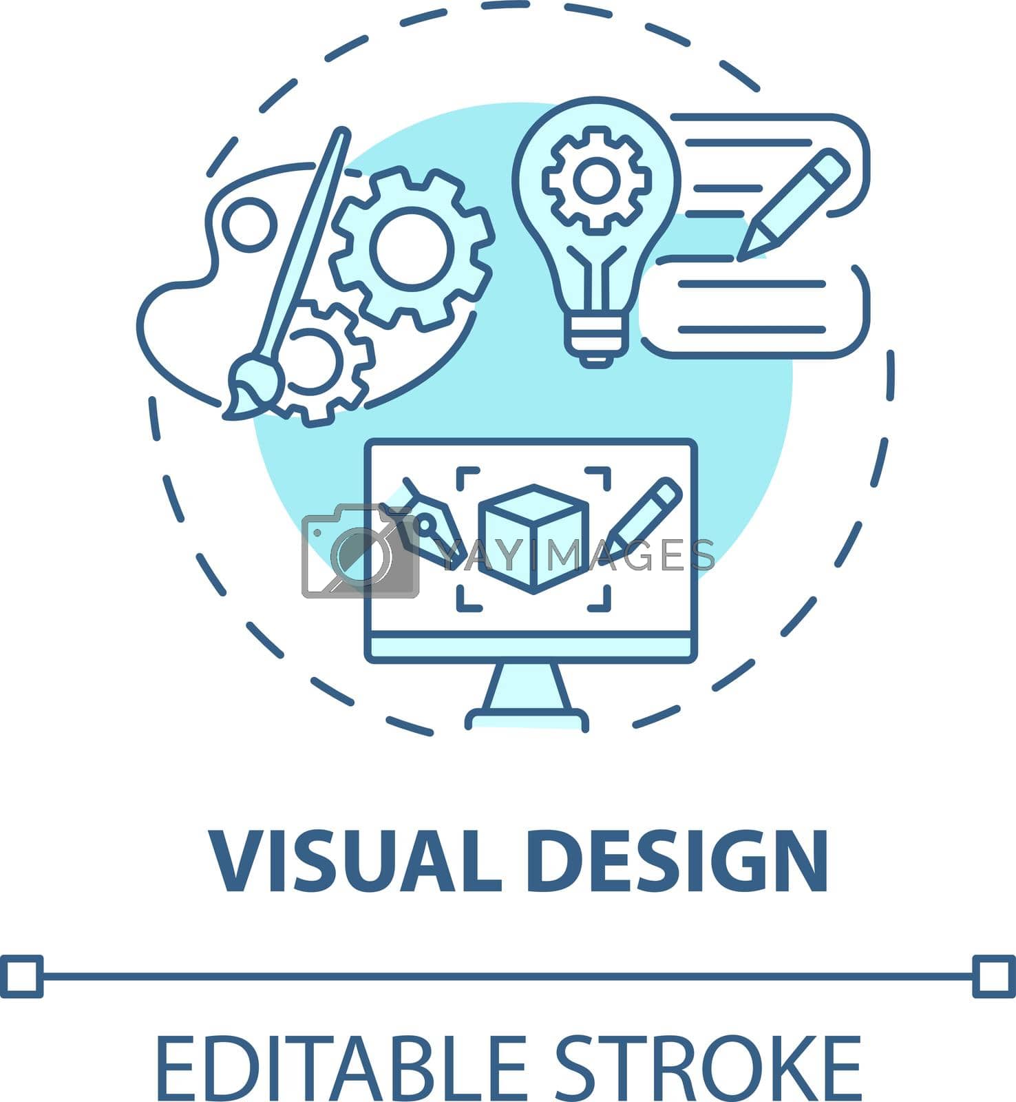Visual design concept icon. UX design abstract idea thin line illustration. Visually appealing product. Creating attractive application. Vector isolated outline color drawing. Editable stroke