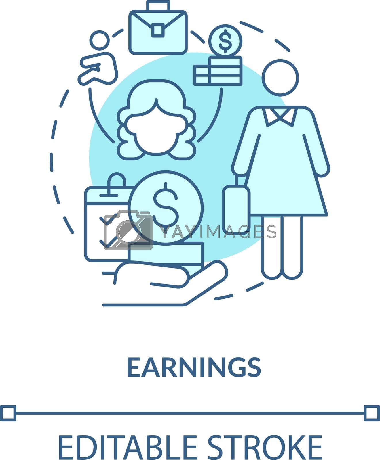 Earnings blue concept icon. Maternity leave payment abstract idea thin line illustration. Statutory parental leave allowance. Estimate income. Vector isolated outline color drawing. Editable stroke