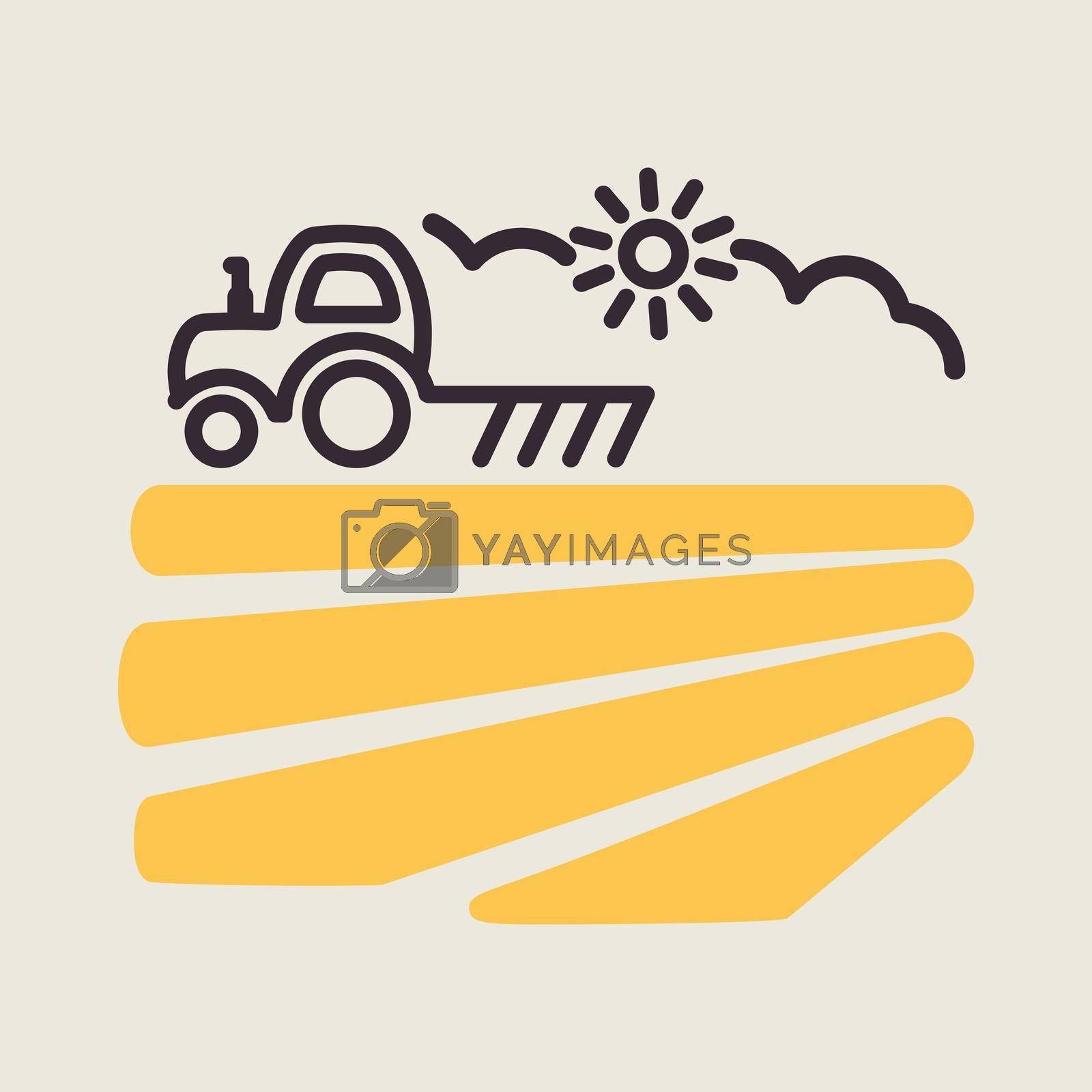 Royalty free image of The tractor plows the field before sowing icon by nosik