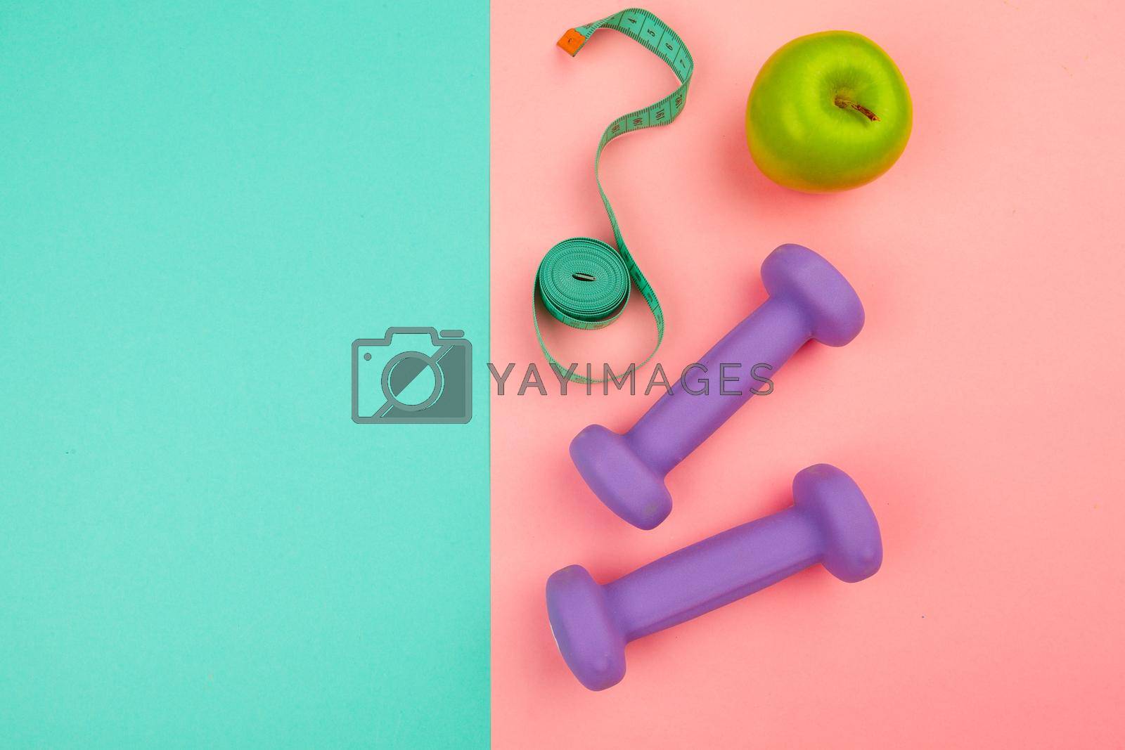 Fitness background. Equipment for gym. creative photo.