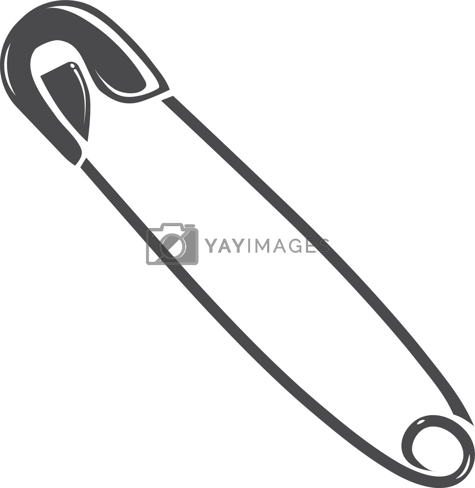 Royalty free image of Safety pin icon. Metal clasp fastener black symbol by MicroOne