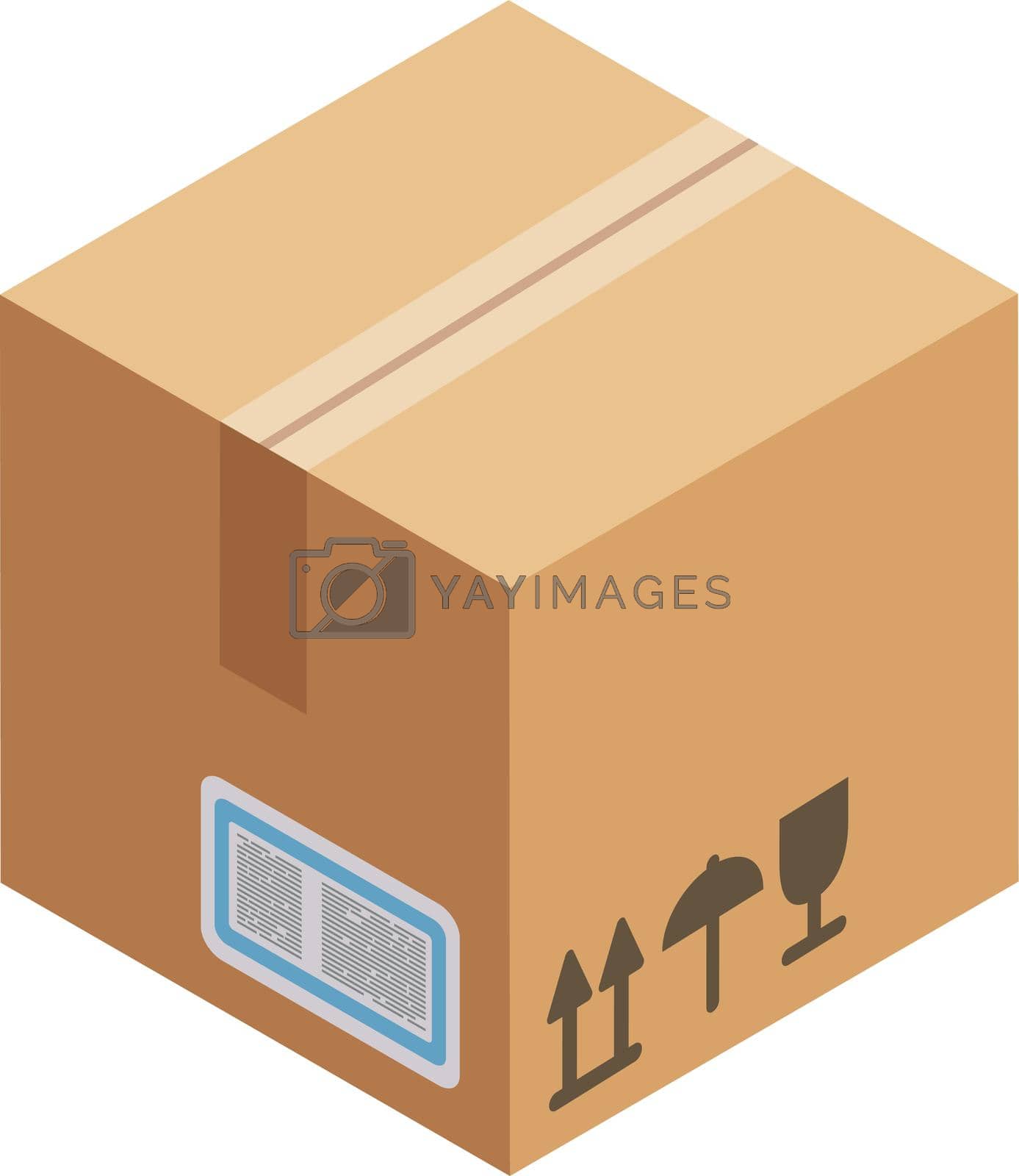 Royalty free image of Cardboard box icon. Isometric closed cargo package by MicroOne