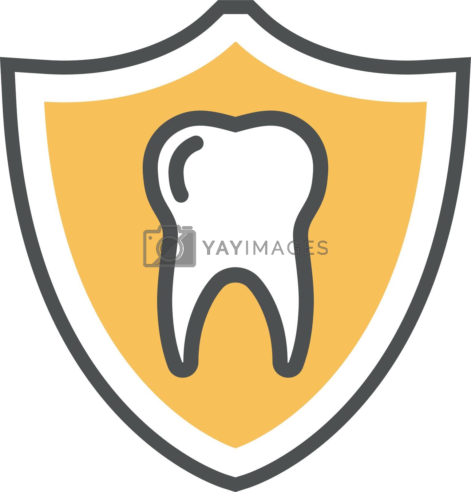 Royalty free image of Tooth on shield icon. Dental protection. Dentist logo by MicroOne