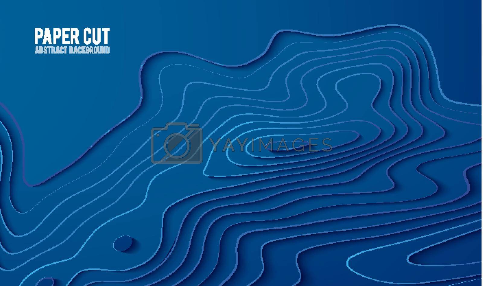 Paper cut banner concept. Paper carve blue gradient for card poster brochure flyer design in blue colors. 3d abstract