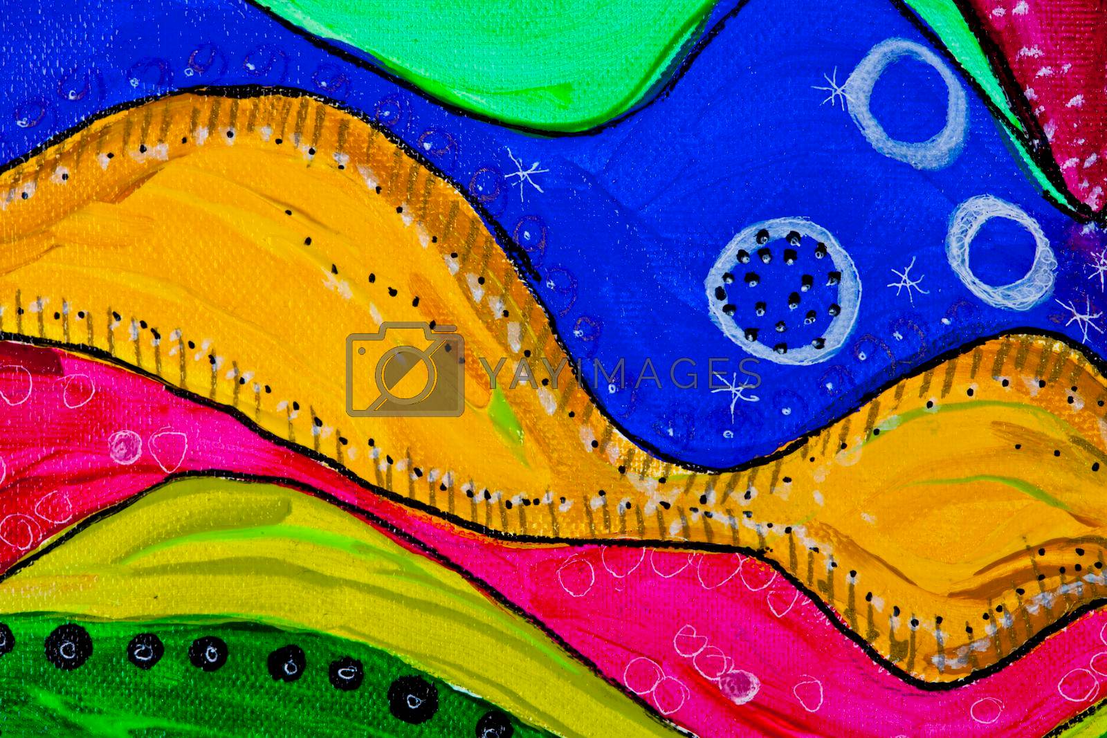Blue, yellow, red, green and pink shades colored texture background. Decorative art.