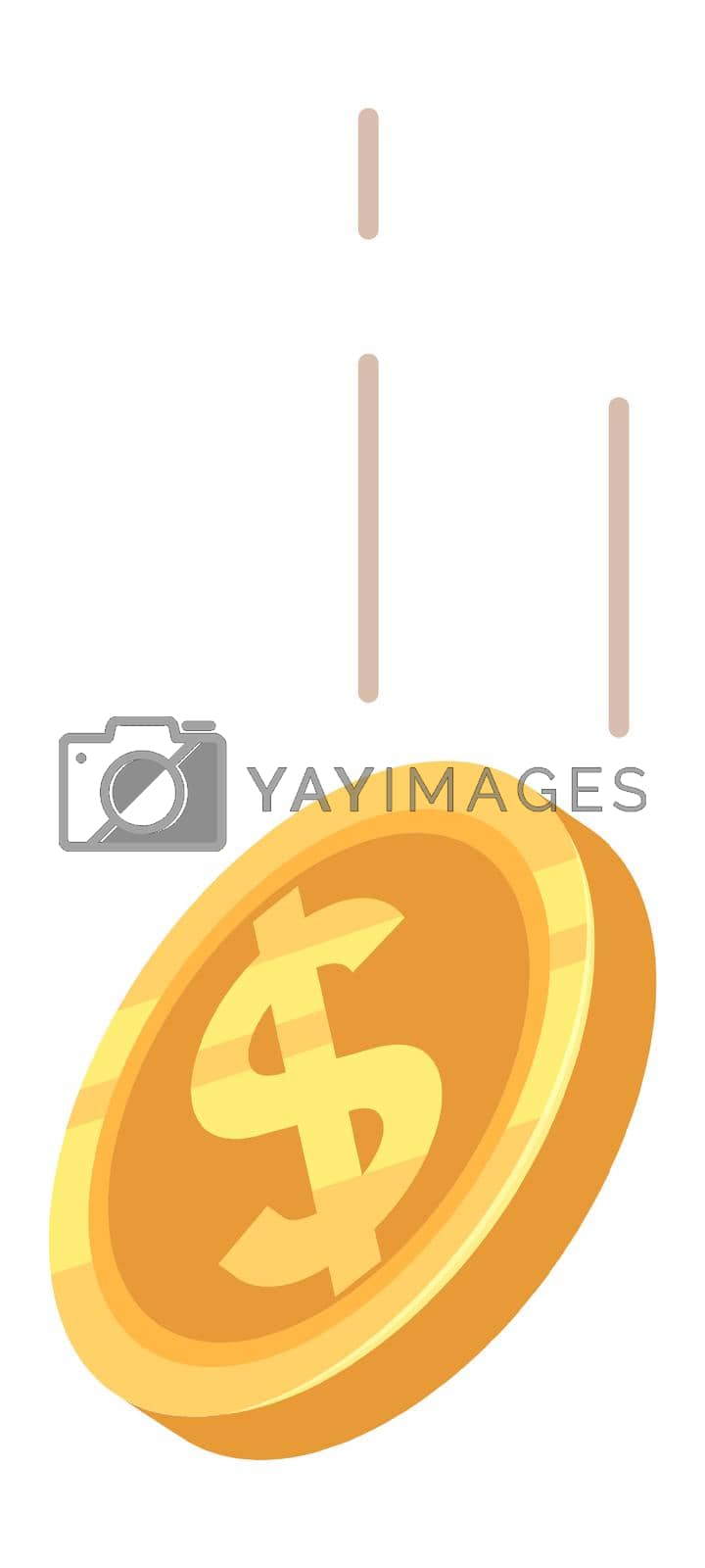 Royalty free image of Falling money icon. Golden dollar coin flying. by LadadikArt