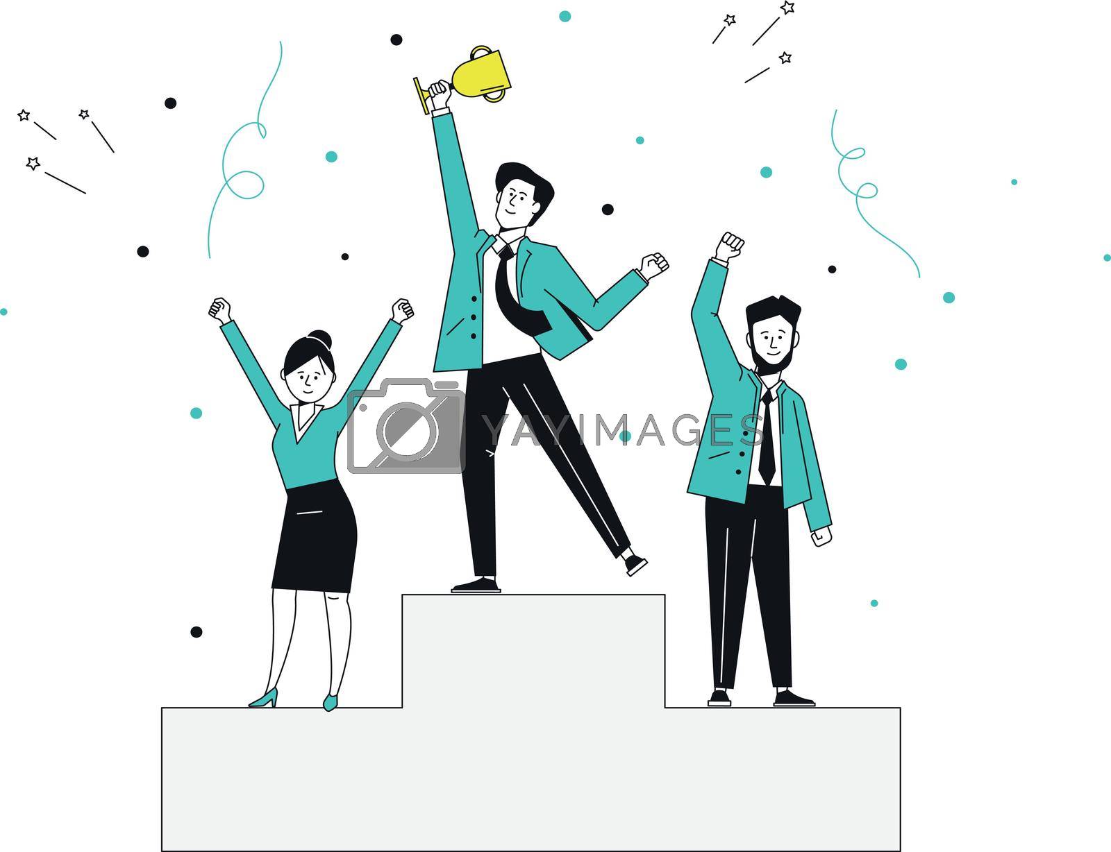 Royalty free image of People stand on podium. Ranking competition rewarding by LadadikArt