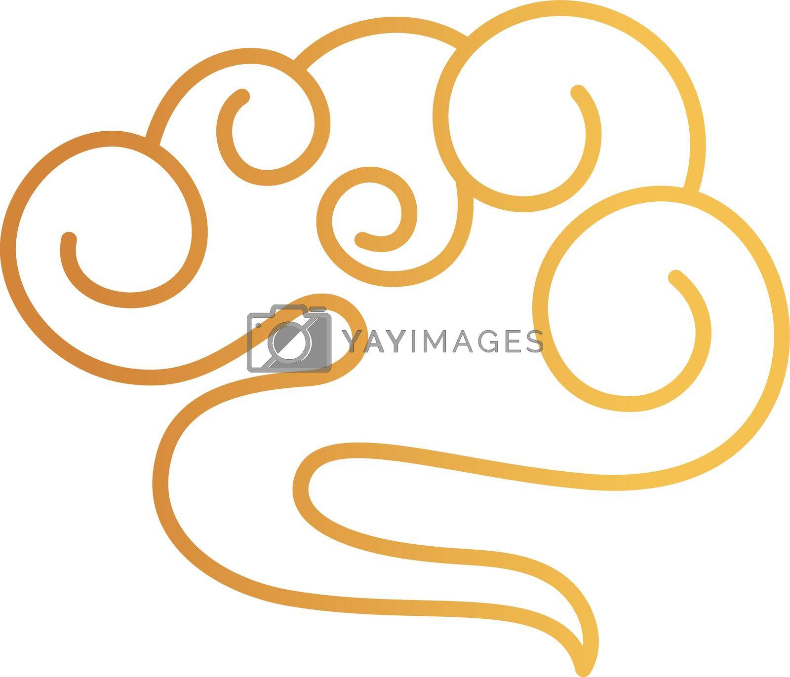 Royalty free image of Smoke cloud in japanese style. Golden ink ornament by LadadikArt