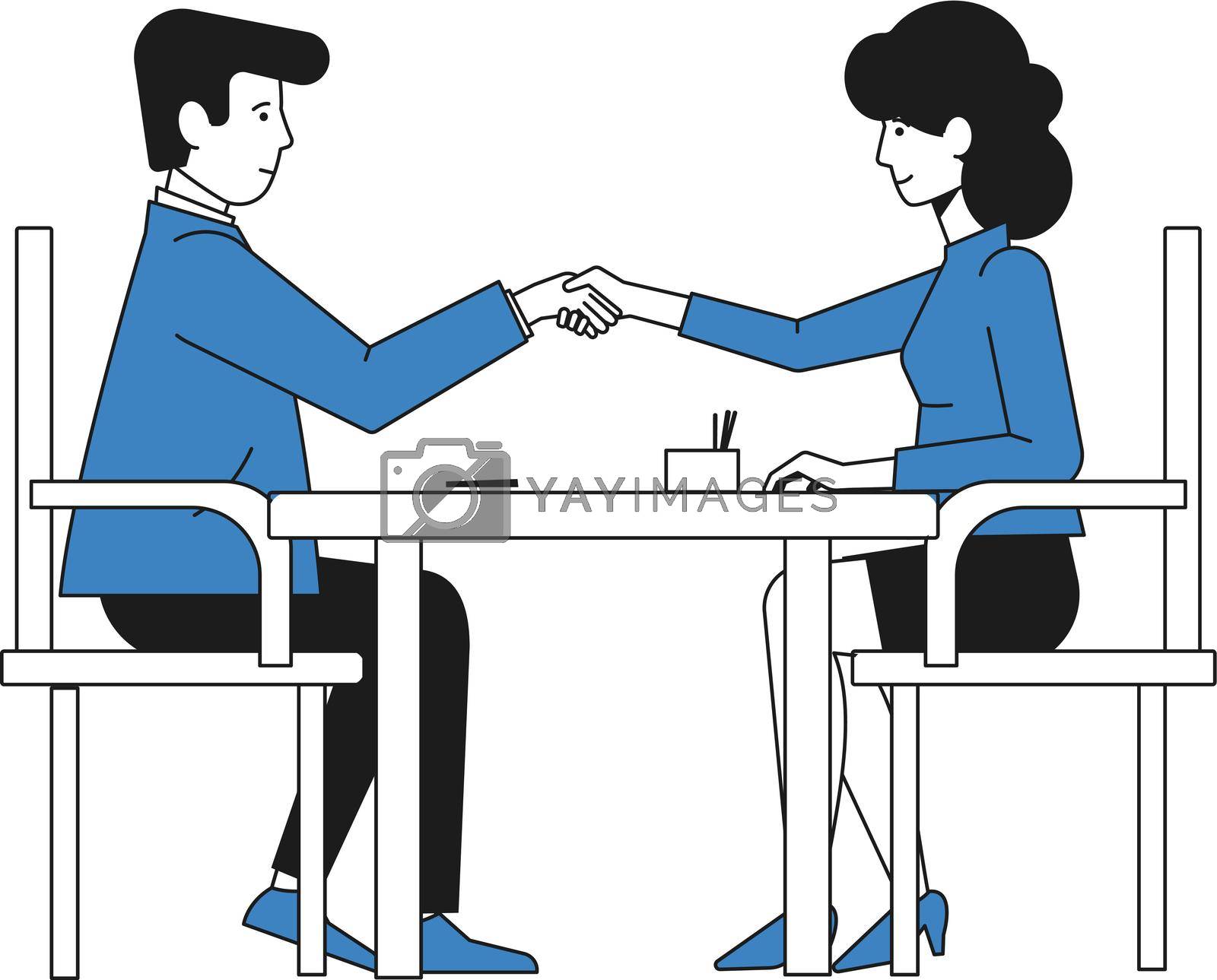 Royalty free image of Man and woman shaking hands. Business partnership. Agreement concept by LadadikArt