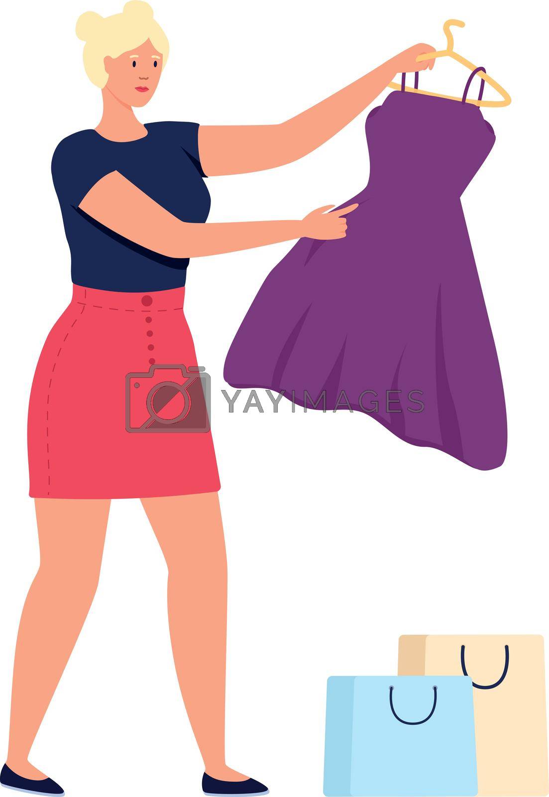 Royalty free image of Girl consumer shopper buy dress isolated on white background by LadadikArt