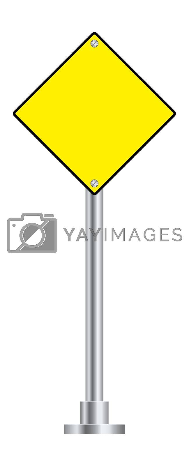 Royalty free image of Priority road sign. Blank yellow rhombus board by LadadikArt