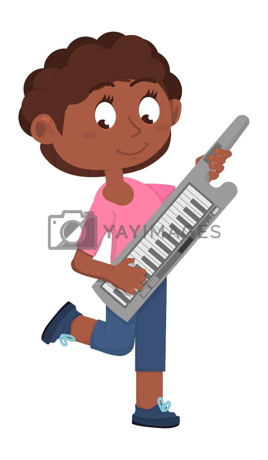 Royalty free image of Band player with keytar. Young boy playing music by LadadikArt