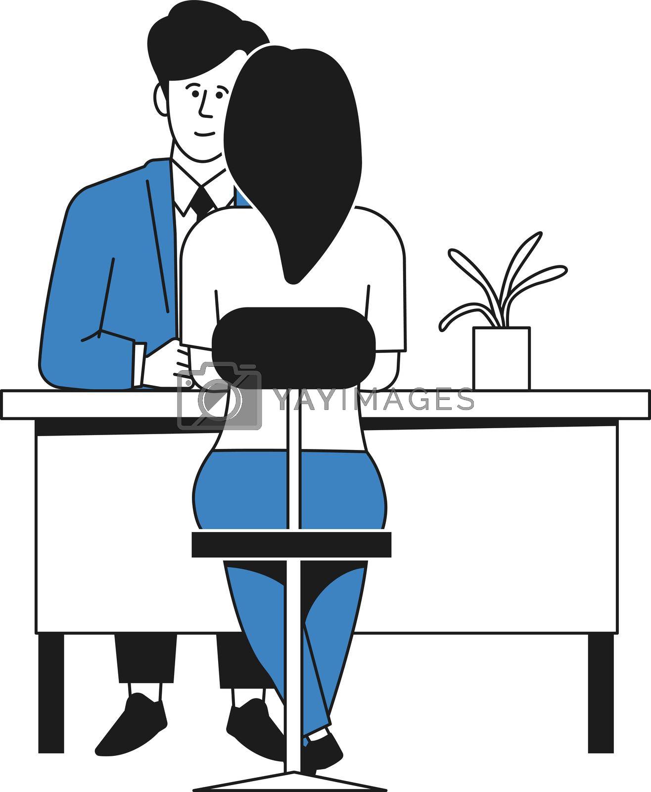 Royalty free image of Man and woman having business conversation. Job interview. Negotiation meeting by LadadikArt