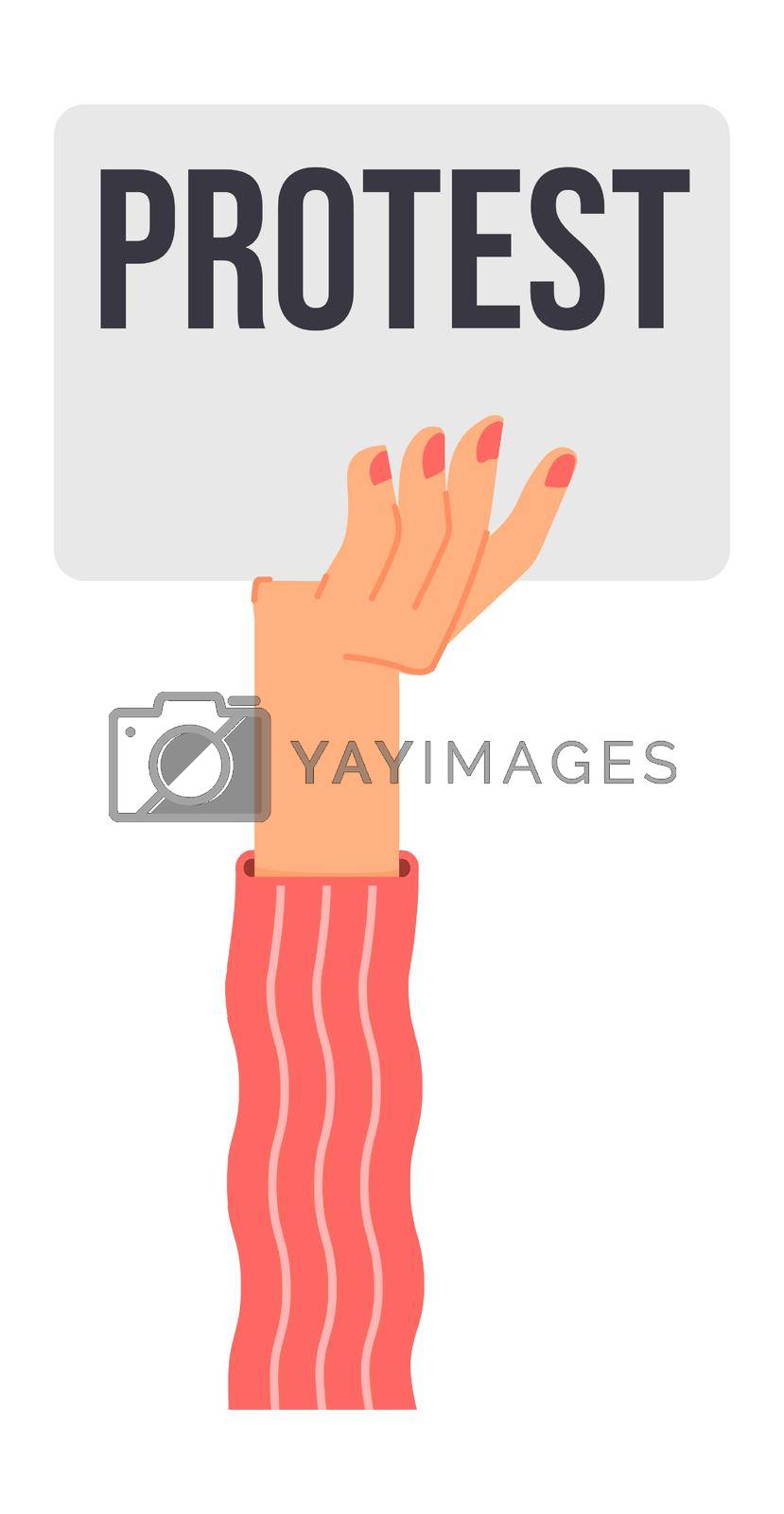 Royalty free image of Protest icon. Human hand holding strike banner. by LadadikArt