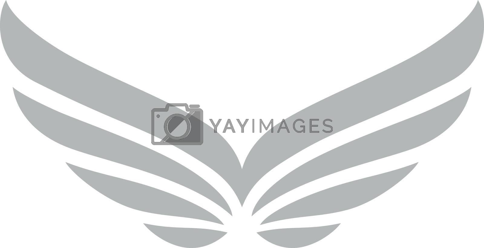Royalty free image of Elegant winged logo. Silver bird wings emblem by LadadikArt