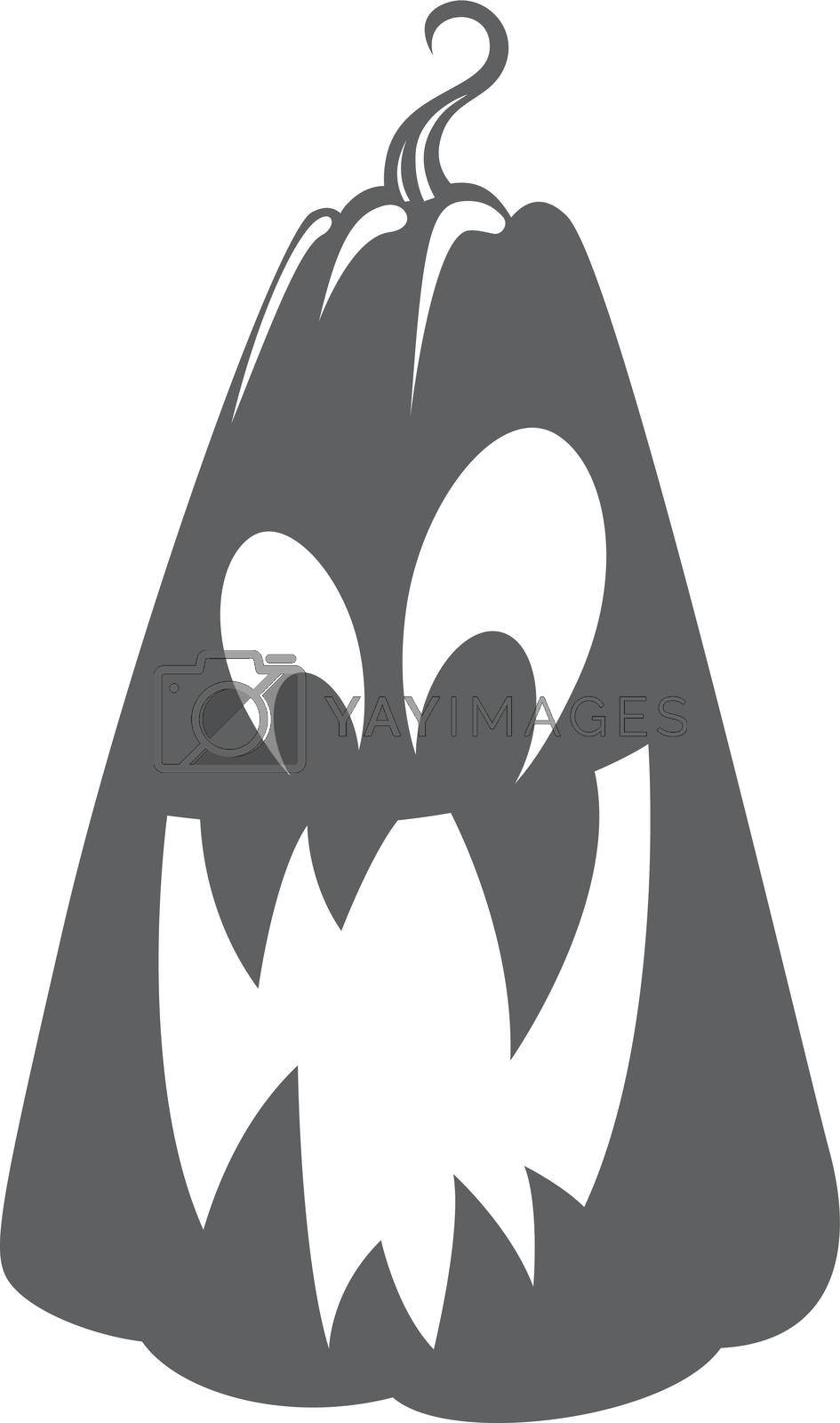 Royalty free image of Crazy pumpkin icon. Black silhouette with carved teeth by LadadikArt