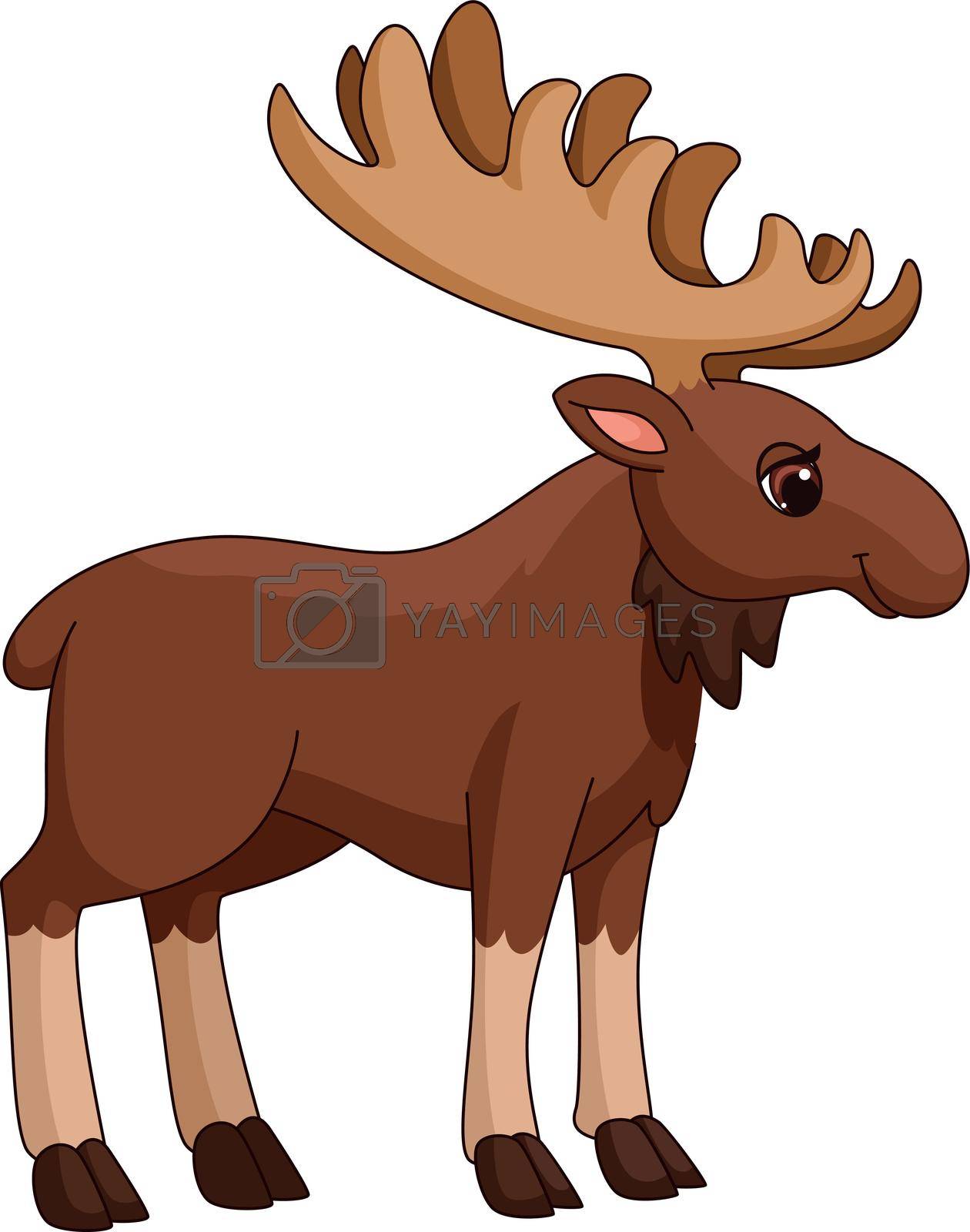 Royalty free image of Cartoon moose. Big brown elk. Forest animal by LadadikArt