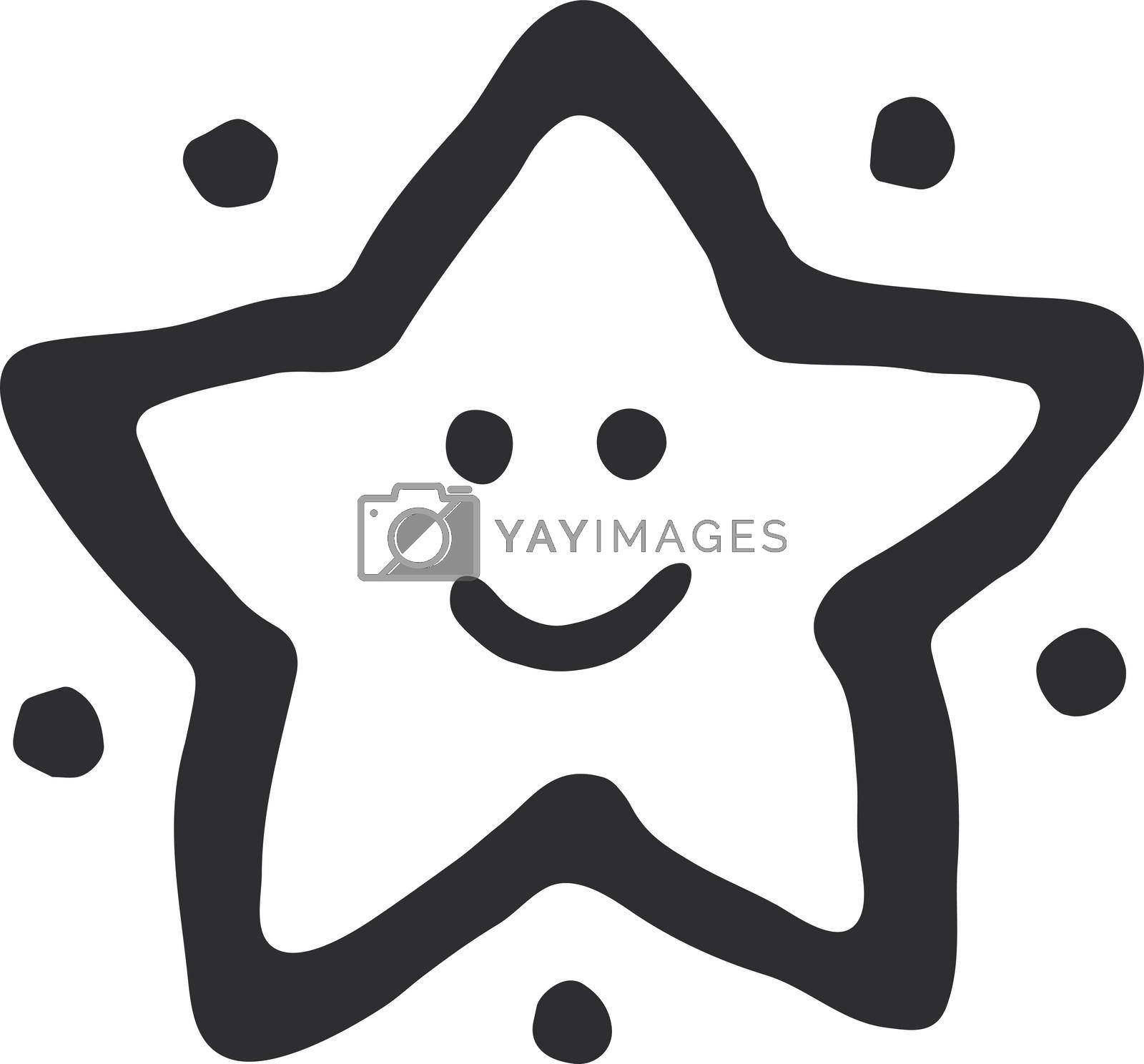 Royalty free image of Funny star with smile. Cute doodle sky character by LadadikArt