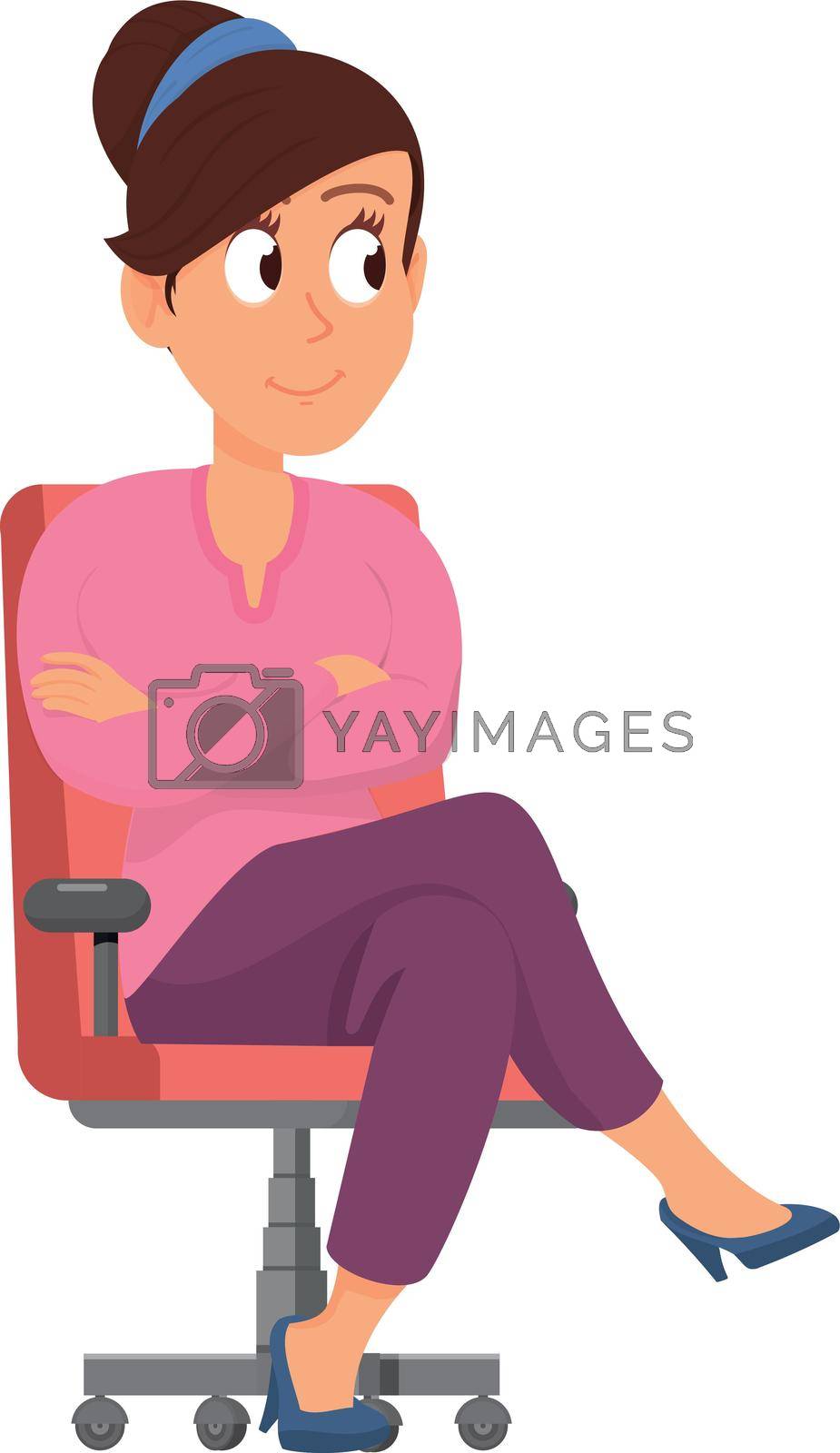 Royalty free image of Woman sitting in computer chair. Office worker character by LadadikArt