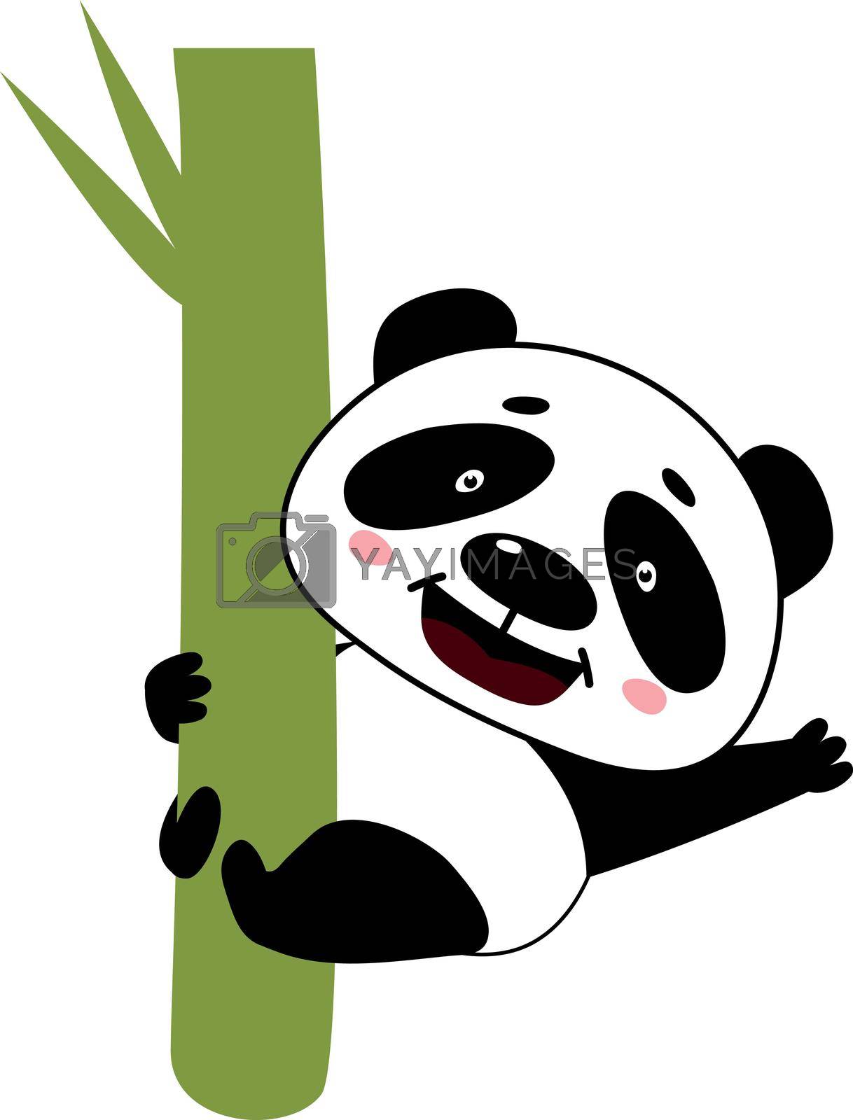 Royalty free image of Smiling panda waving hand. Baby tree animal by LadadikArt