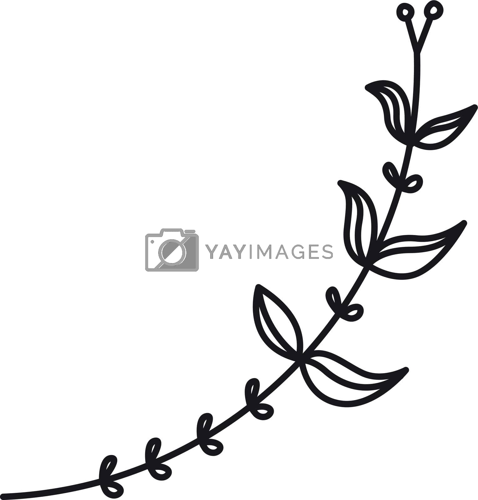 Royalty free image of Decorative floral branch. Botanical ornament freehand element by LadadikArt
