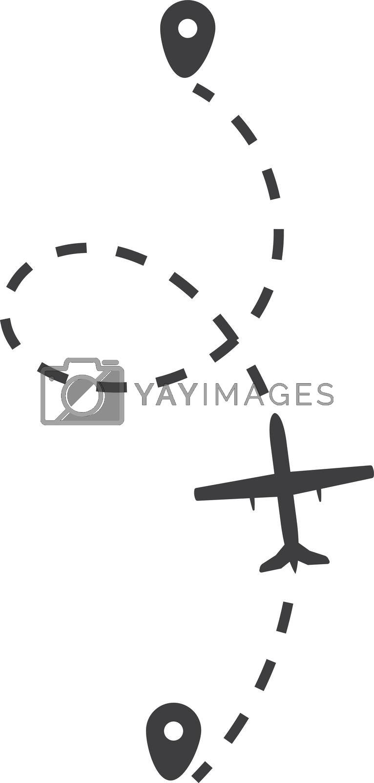 Royalty free image of Airplane route. Plane flight trail dashed lines by LadadikArt