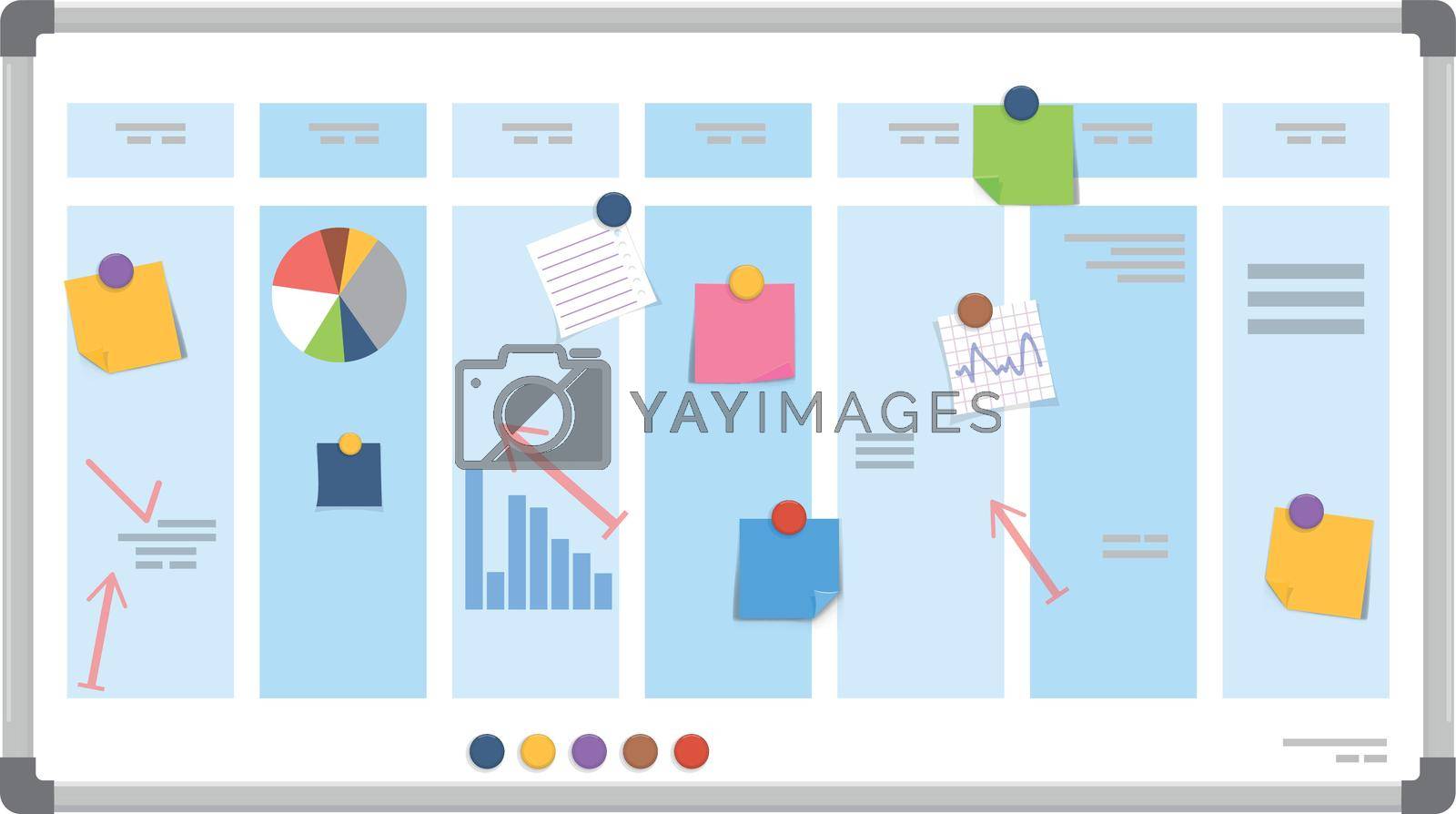 Royalty free image of Kanban board with business strategy. Cartoon plan stickers by LadadikArt
