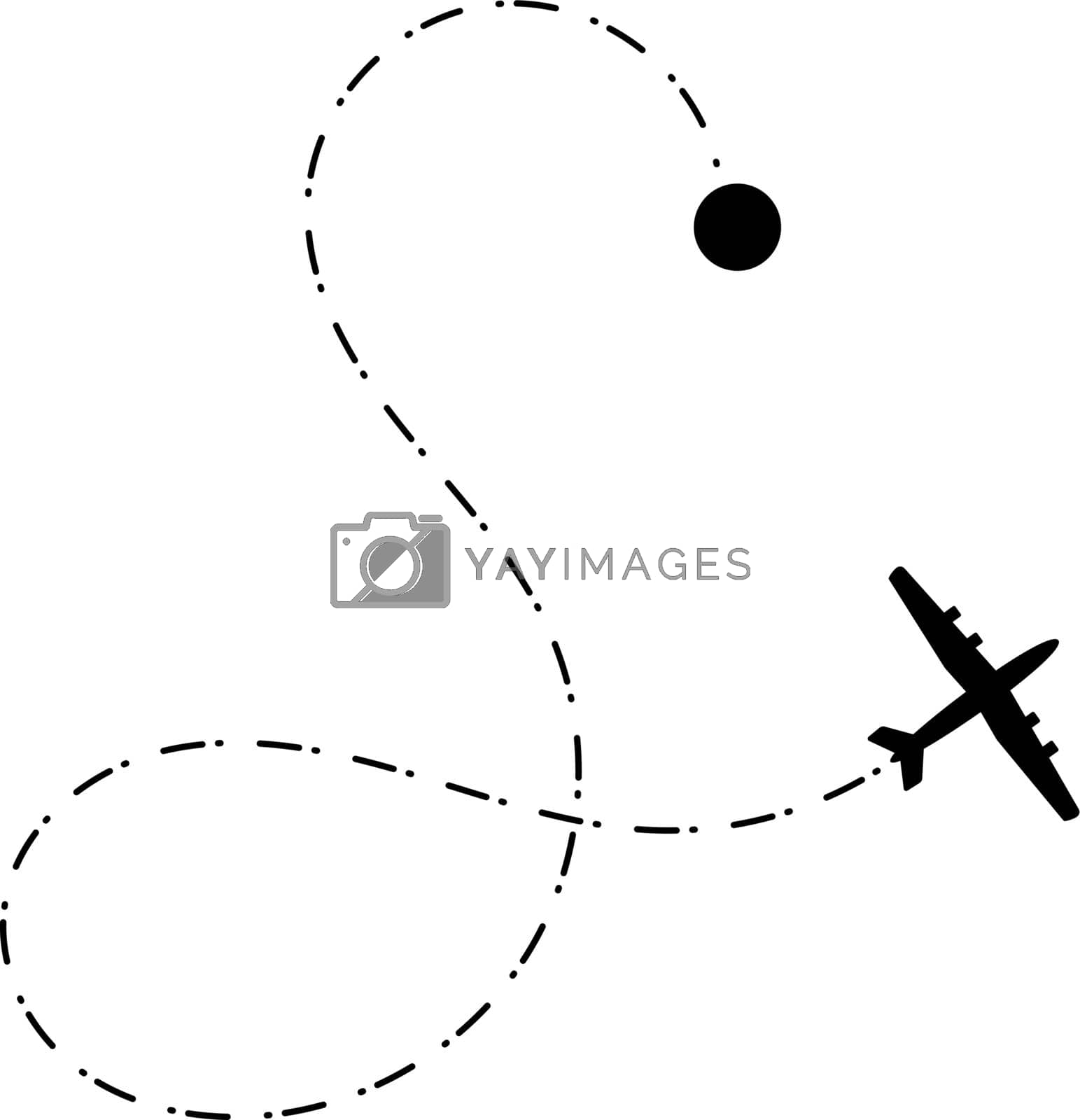 Royalty free image of Journey flight path. Aerial trip black line by LadadikArt
