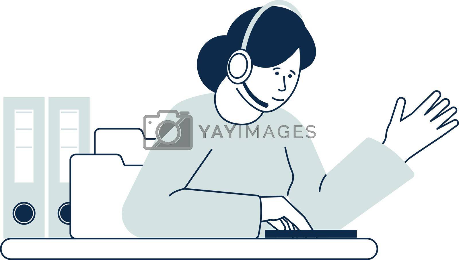Royalty free image of Customer service worker icon. Woman talking in headset by LadadikArt