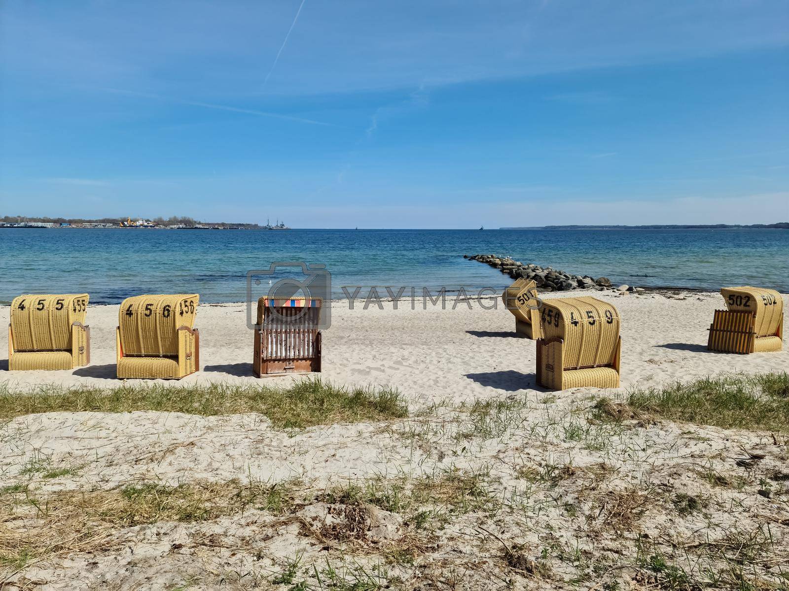 Royalty free image of Beach chairs on a sunny summer day on the beach at the Baltic Sea. by MP_foto71