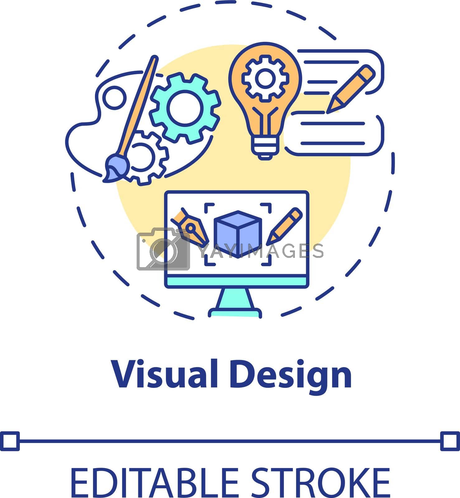 Visual design concept icon. UX design abstract idea thin line illustration. Visually appealing product. Improving product aesthetic appearance. Vector isolated outline color drawing. Editable stroke