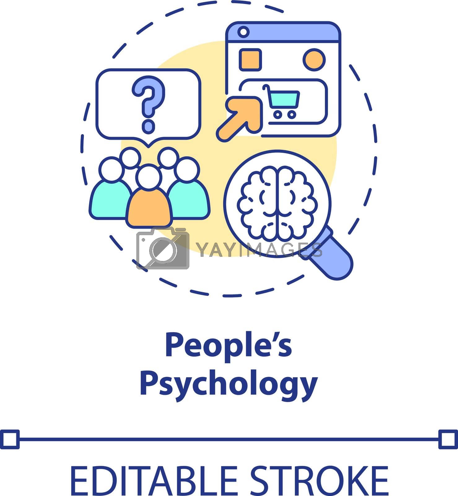 People psychology concept icon. UX design abstract idea thin line illustration. Focus on user experience. Analyzing target audience emotions. Vector isolated outline color drawing. Editable stroke