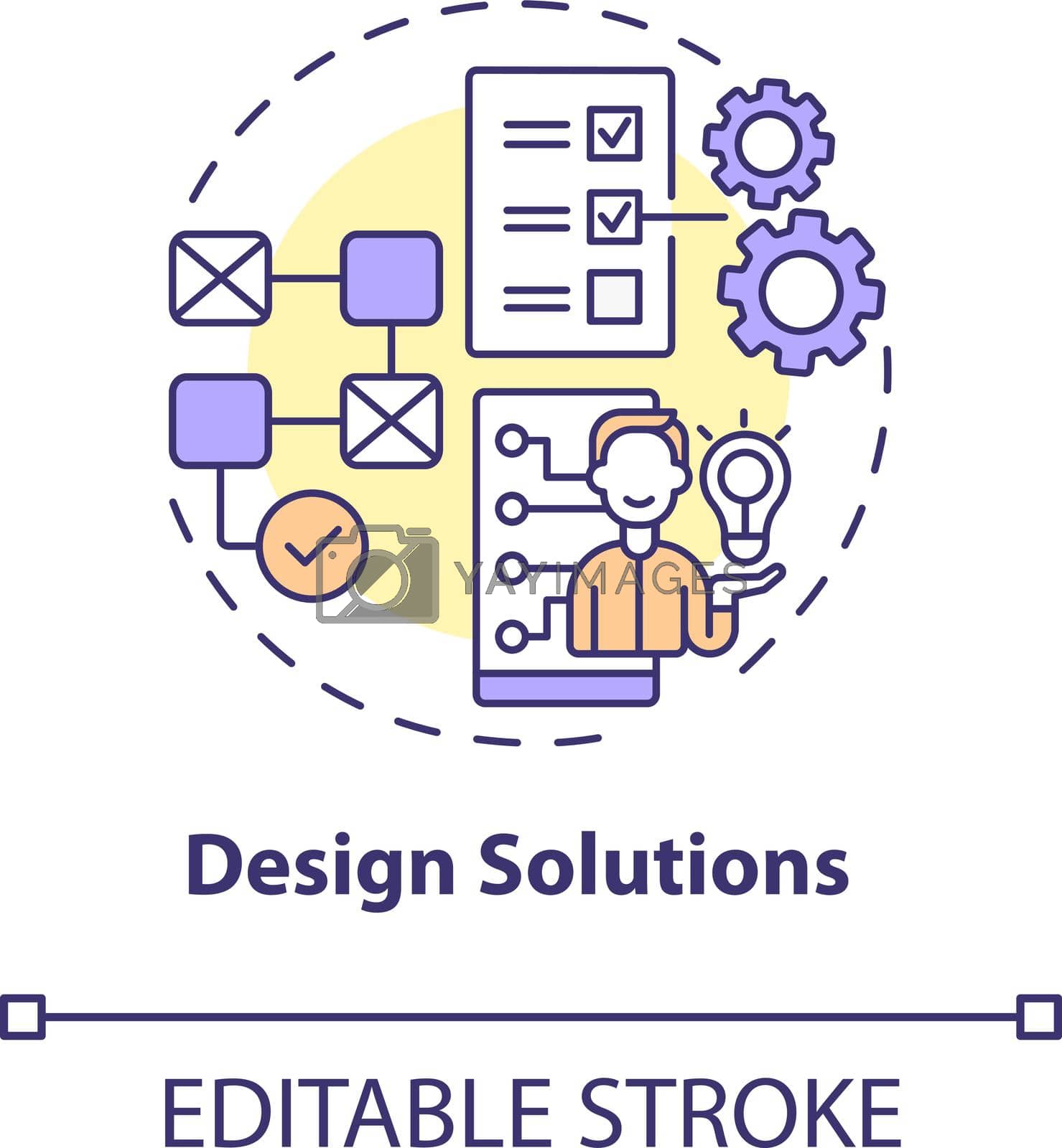 Design solutions concept icon. User-centered work process abstract idea thin line illustration. Making final product visually pleasing. Vector isolated outline color drawing. Editable stroke