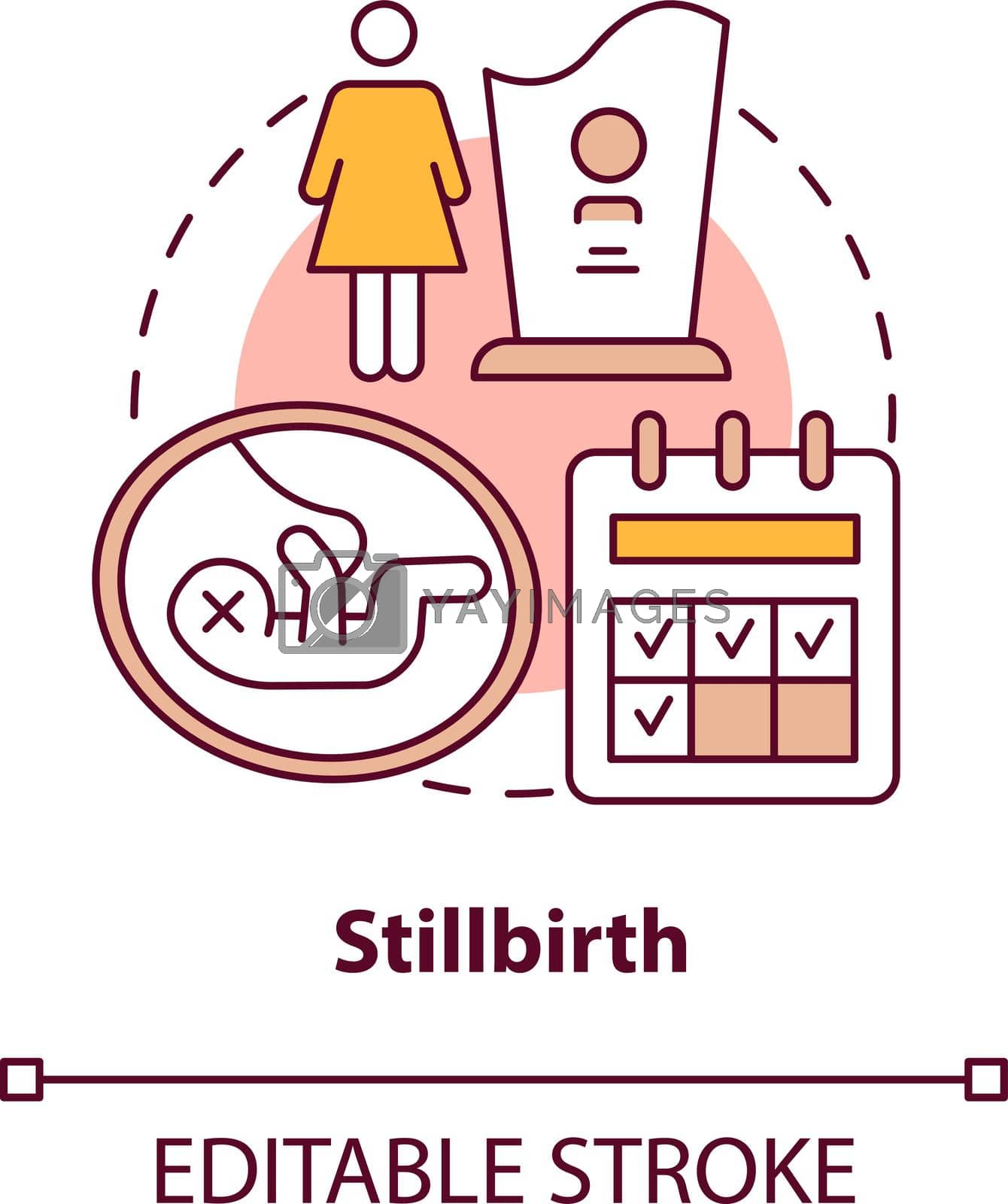 Stillbirth concept icon. Loss of baby during labor abstract idea thin line illustration. Statutory maternity leave in case of miscarriage. Vector isolated outline color drawing. Editable stroke