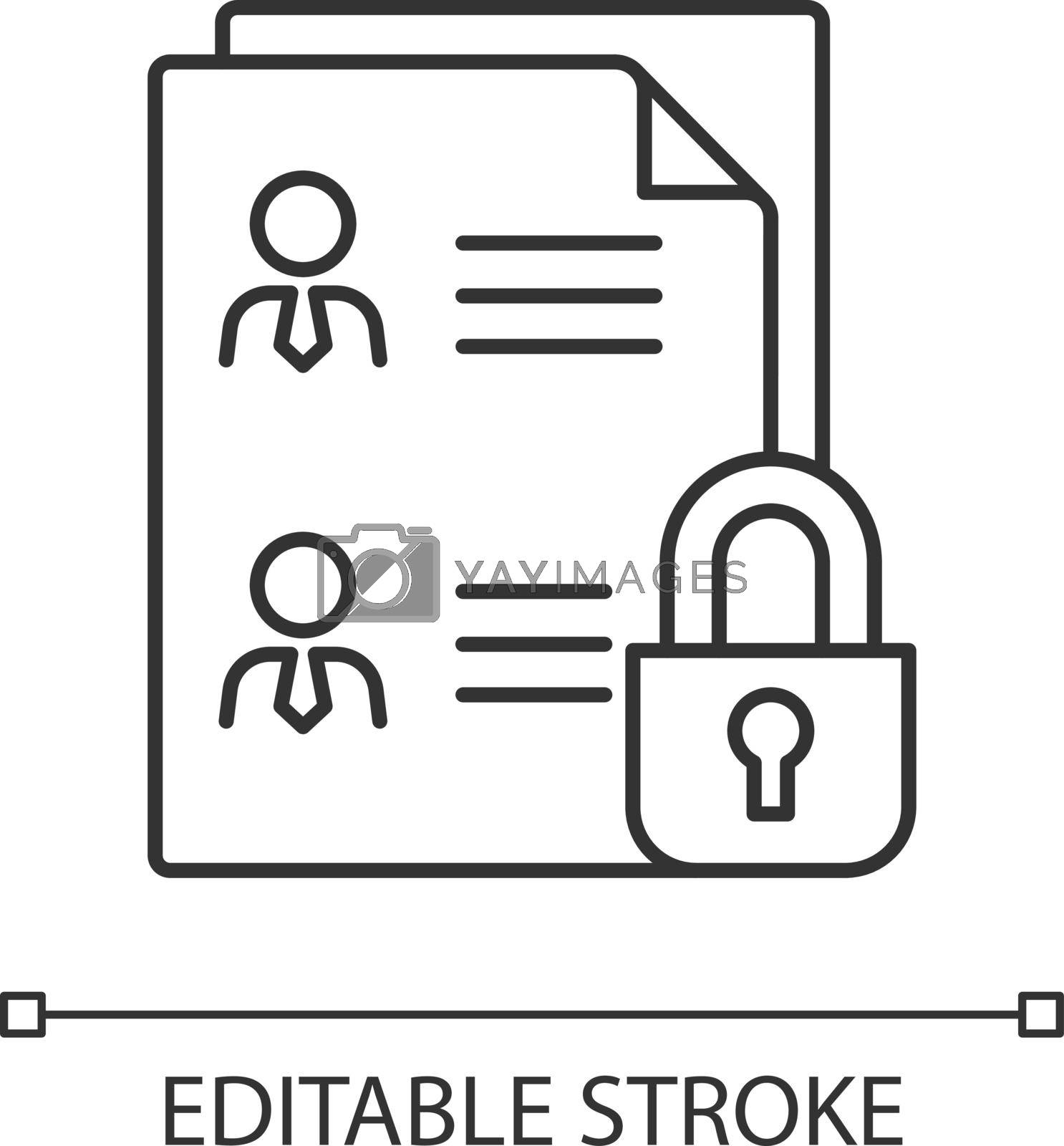 Royalty free image of Employee data protection linear icon by bsd