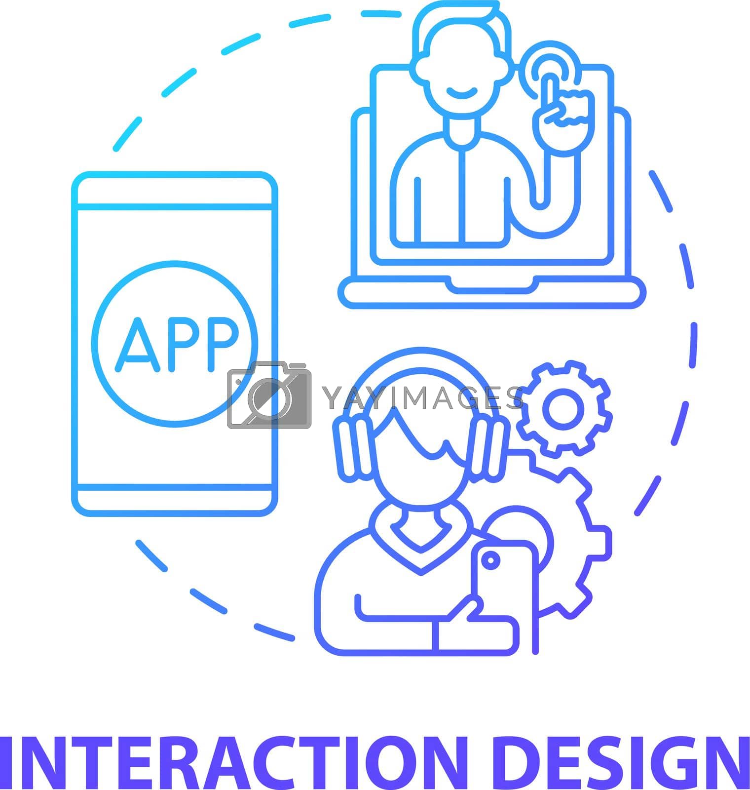 Interaction design concept icon. UX design abstract idea thin line illustration. Creating desired user experience. Suiting user demands. Prototype testing. Vector isolated outline color drawing
