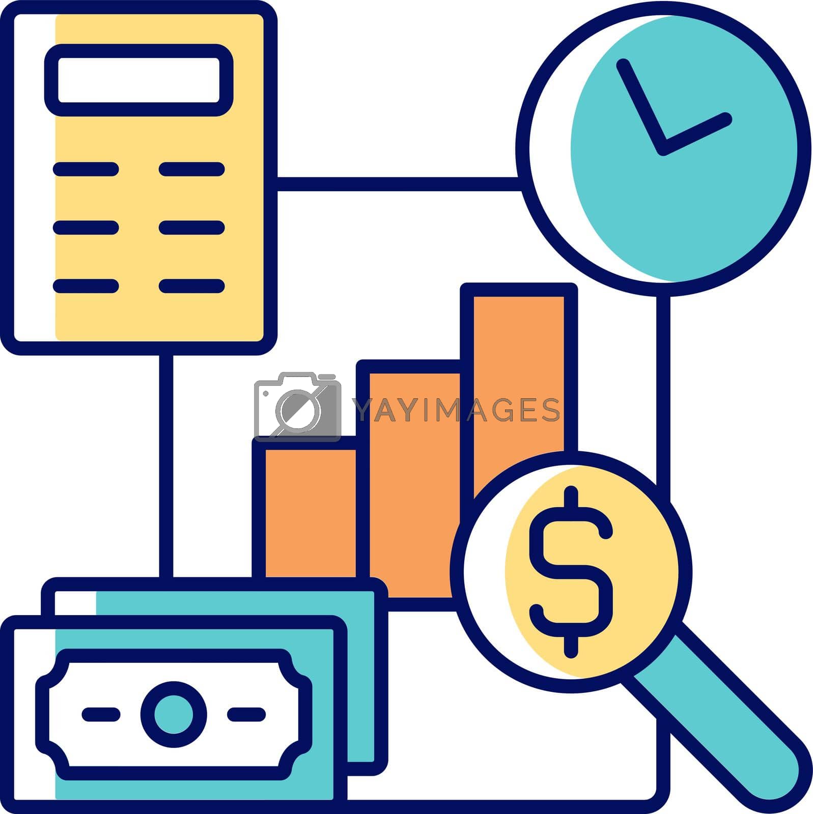 Financial management RGB color icon. Planning business budget. Financial literacy. Company audit. Understanding finance and economy. Isolated vector illustration. Simple filled line drawing