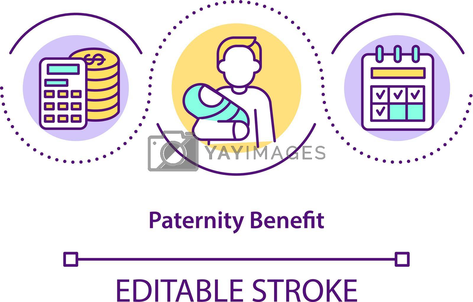 Paternity benefit concept icon. Father takes care of newborn abstract idea thin line illustration. Statutory paid leave for dads. Vector isolated outline color drawing. Editable stroke
