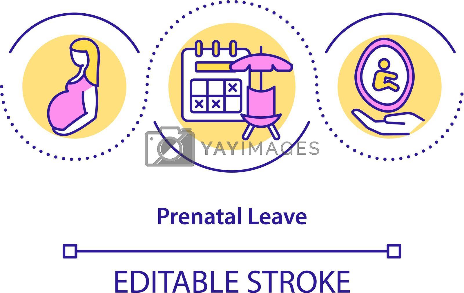 Prenatal leave concept icon. Abscence before childbirth abstract idea thin line illustration. Leave for medical monitoring and appointments. Vector isolated outline color drawing. Editable stroke
