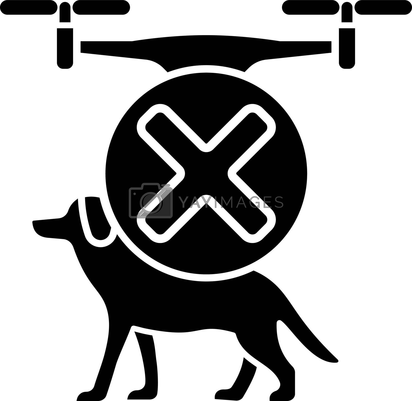 Dont fly above animals black glyph manual label icon. Safety rule for drone. Minimize pet disturbance. Silhouette symbol on white space. Vector isolated illustration for product use instructions