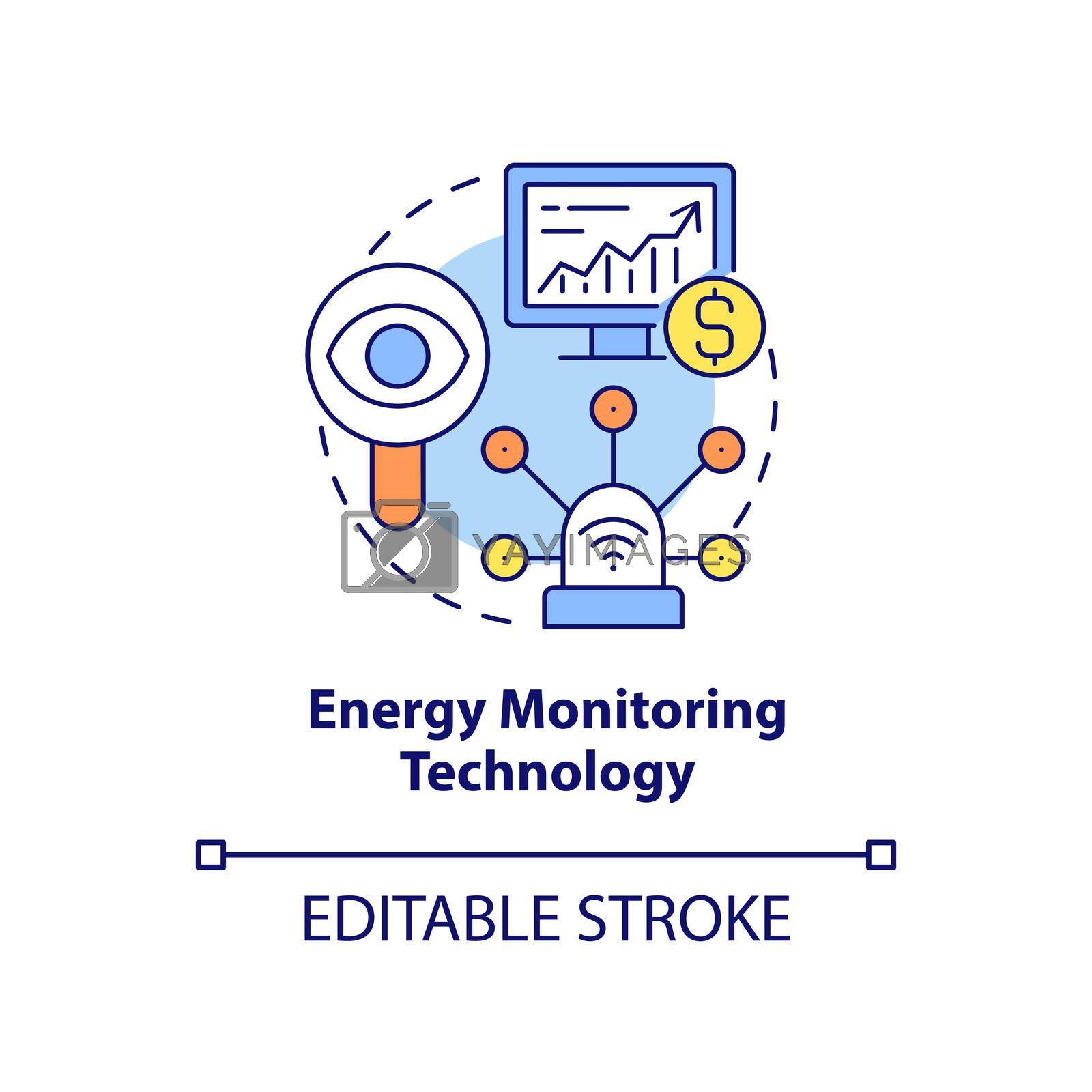 Energy monitoring technology concept icon. Energy strategy part abstract idea thin line illustration. Power measurement. Isolated outline drawing. Editable stroke. Arial, Myriad Pro-Bold fonts used