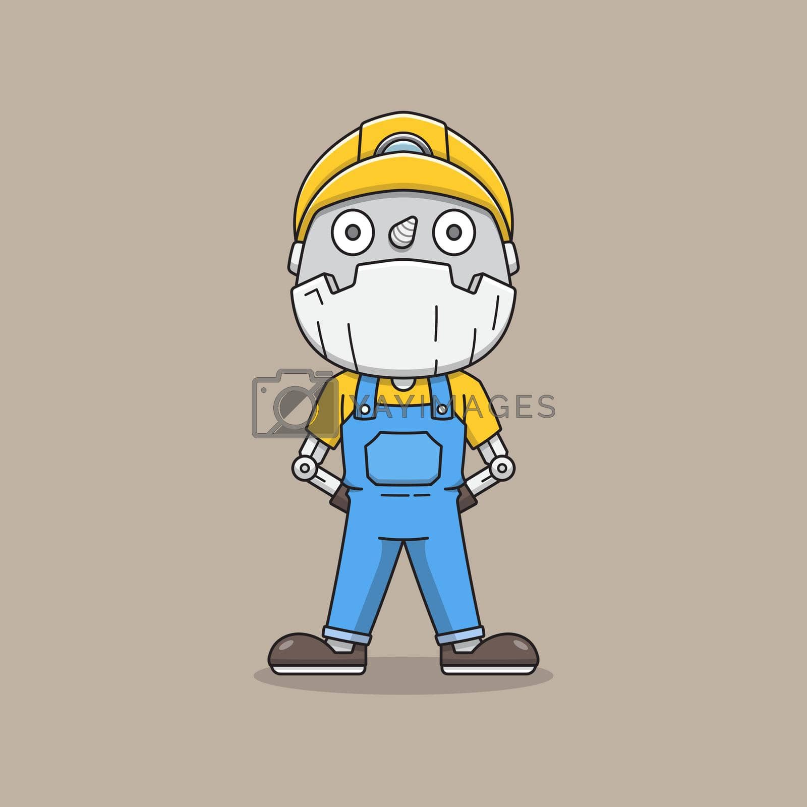 Royalty free image of Cute miner robot in uniform by jatmikaV