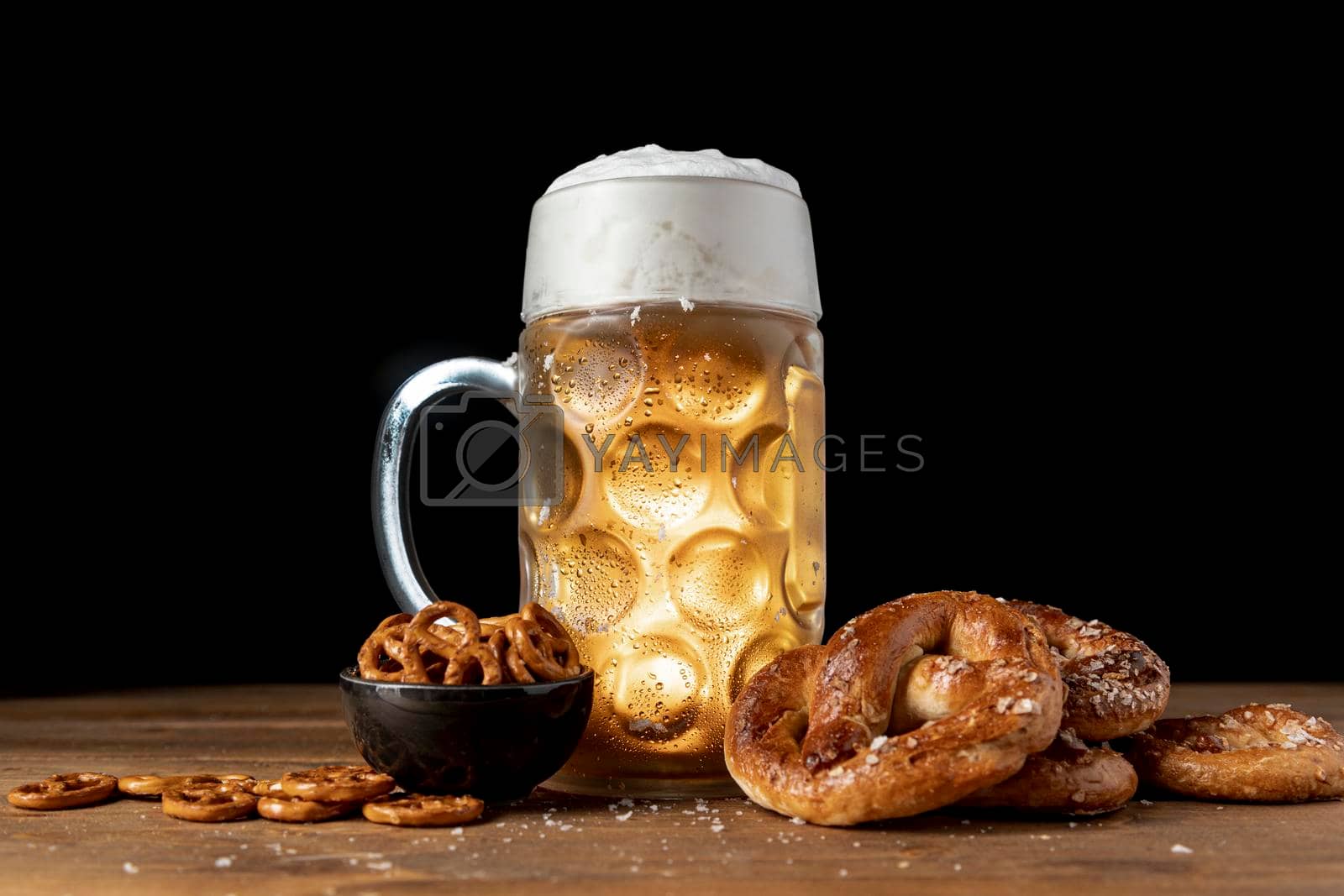 bavarian drink snacks wooden table