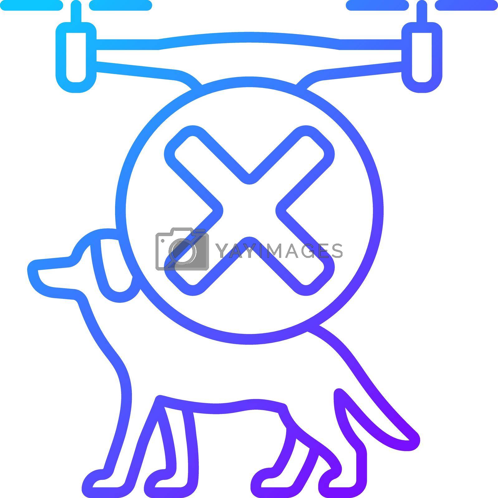 Dont fly above animals gradient linear vector manual label icon. No pet disturbance. Thin line color symbol. Modern style pictogram. Vector isolated outline drawing for product use instructions