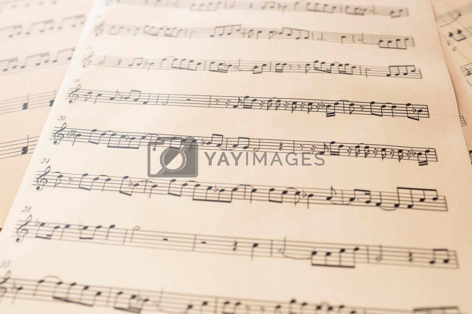 Royalty free image of close up music sheet with notes by Zahard