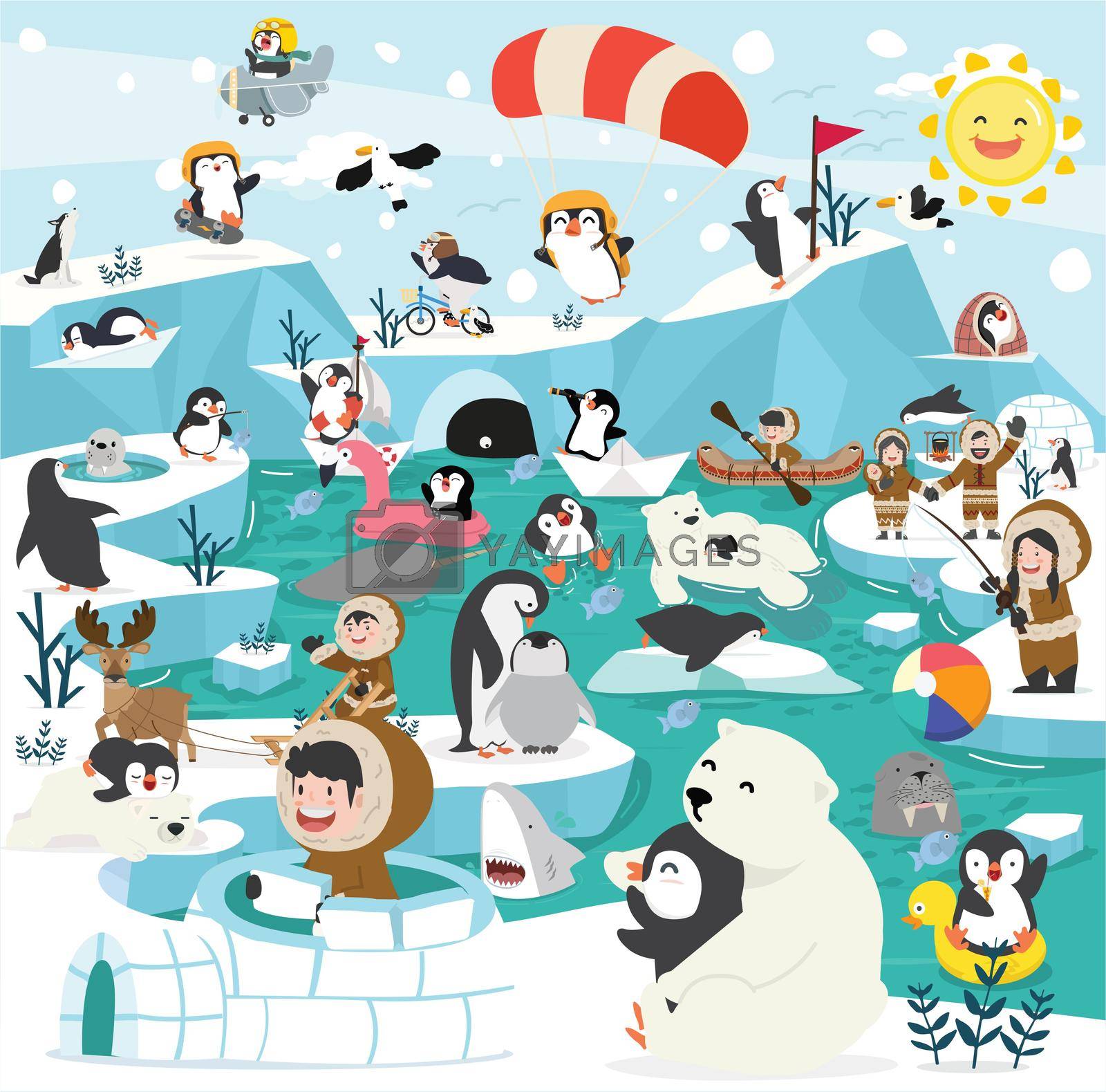 Royalty free image of North pole winter arctic animals  icebergs vector by focus_bell