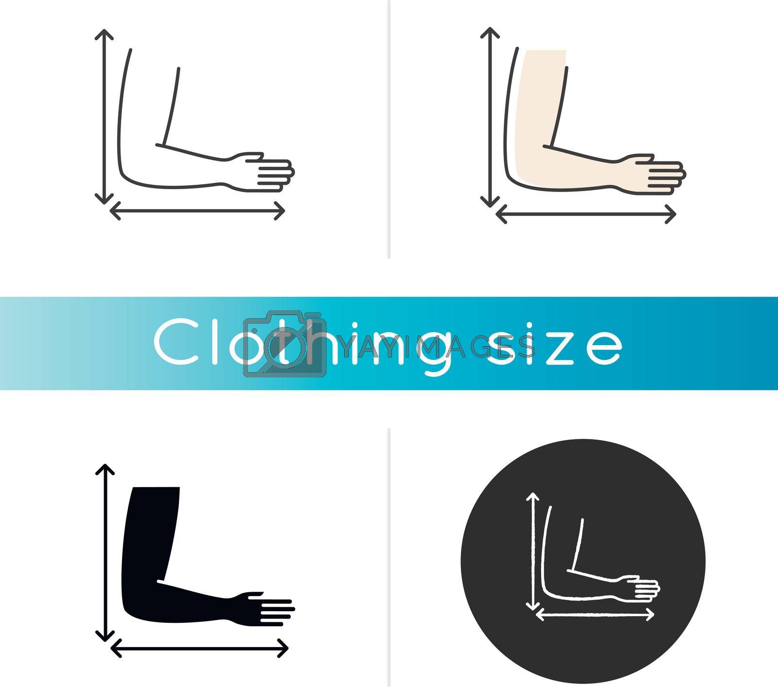 Royalty free image of Arm length icon. Linear black and RGB color styles. Bespoke clothing making, tailoring. Measuring length from shoulder. Apparel sleeve dimension specification. Isolated vector illustrations by bsd